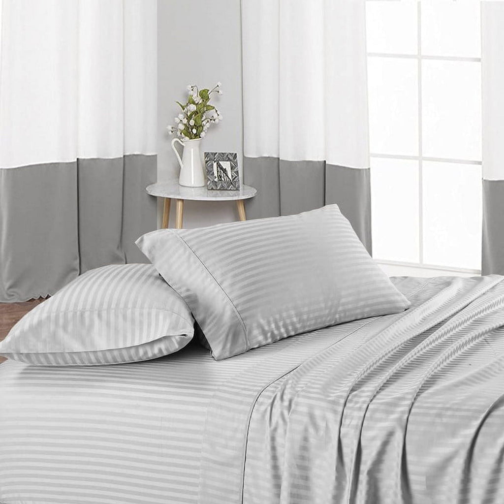 Cooling Sateen 4 Piece 100% Egyptian Cotton Bed Sheets Set - Luxury Soft & Sheets - Deep Pocket of 16" Inch - Hotel Style Silky Bedd... - Luxury Bed Sheet Set with Deep Pockets Detail