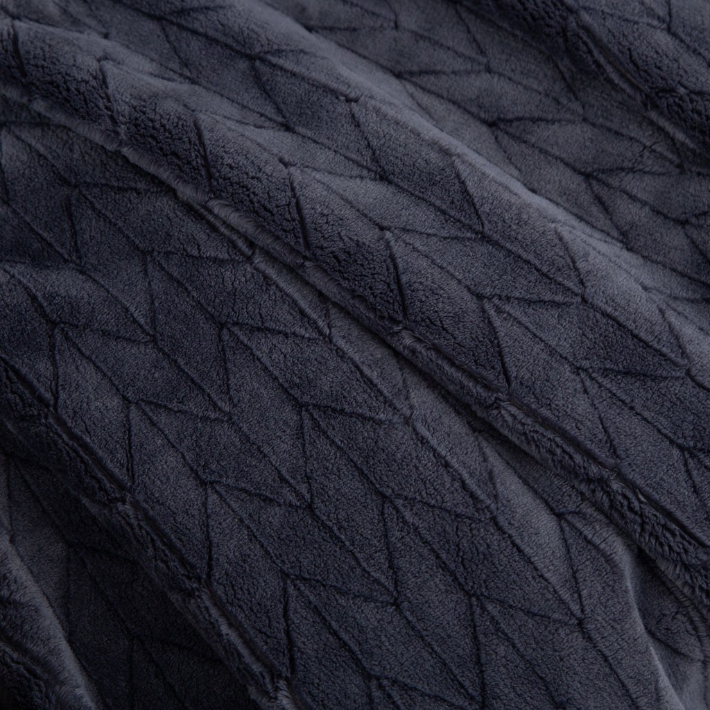 Decorative Knitted Textured Velvet Plush Soft Fleece Throw Blanket, Oversized, Greystone - Super Soft Reversible Sherpa Flannel Blanket Detail