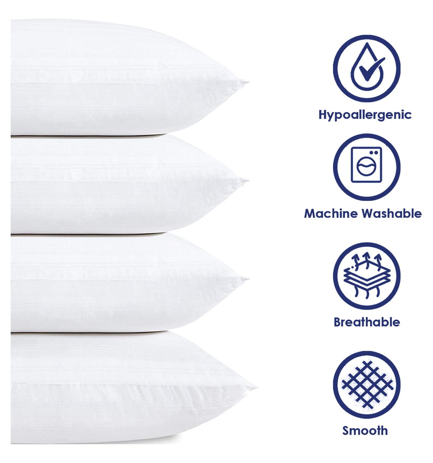 Orthopedic Support 2-Pack Hypoallergenic Down-Alternative, Throw Pillow Inserts (20" x 20") - Hotel Quality Plush Sleeping Pillows Detail