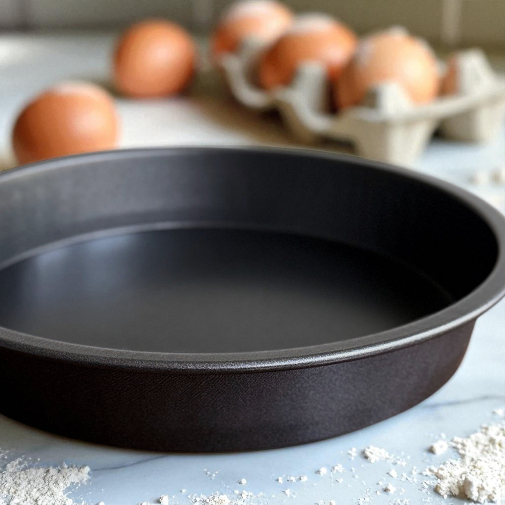 Innovative 9" x 9" Round Nonstick Steel Cake Pan, Dark Gray - Innovative Kitchen Helper for Modern Cooking Detail