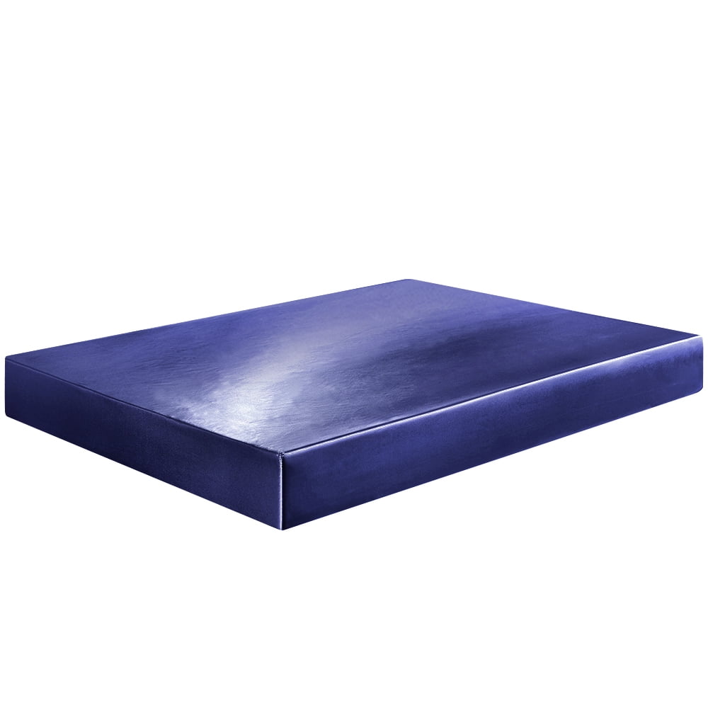 Breathable Luxury Fitted Sheet Deep Pocket Bed Sheet Satin Silk Sheets Ultra Soft Machine Washable Twin, Navy Blue - Luxury Bed Sheet Set with Deep Pockets Detail