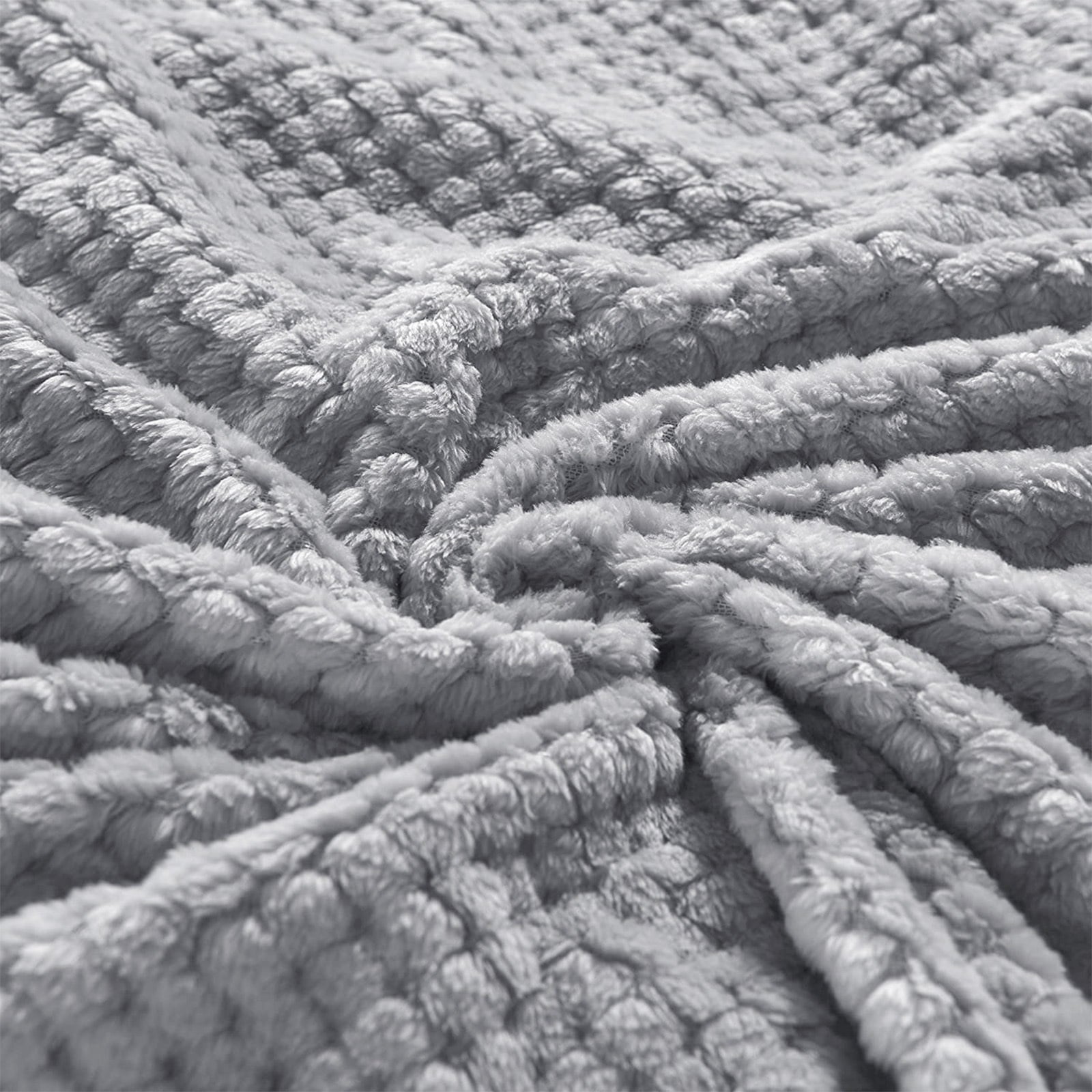 Lightweight Warm Waffle Textured Extra Large Fleece Blanket, Super Soft and Warm Throw Blanket for Couch, Sofa and Bed (Light Grey, 50... - Lightweight Plush Warm Blanket for All Seasons Detail