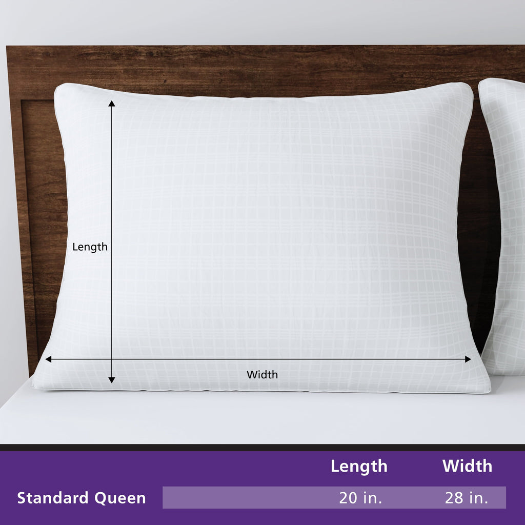 Decorative Plump Comfort Complete Bed Pillow, Standard/Queen, White- All Positions Antimicrobial - Hotel Quality Plush Sleeping Pillows Detail