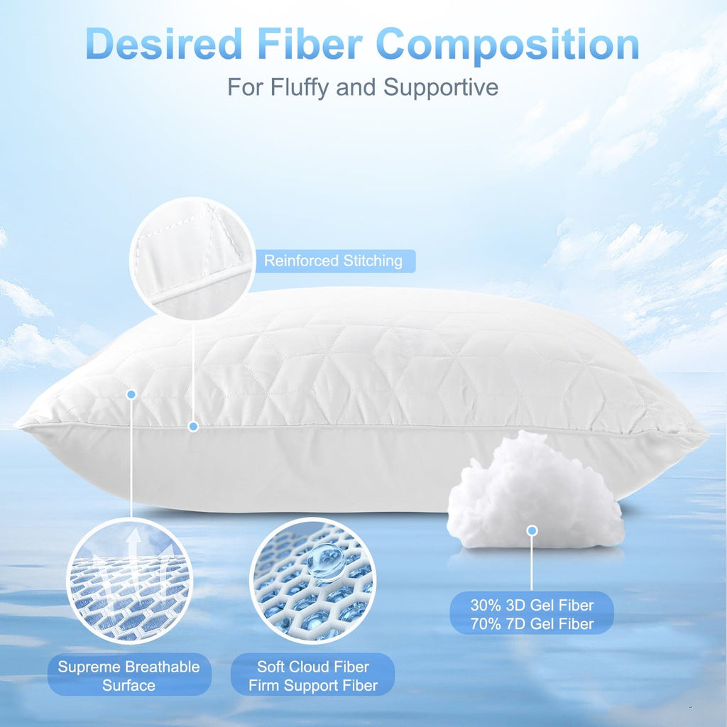 Orthopedic Support Bed Pillows for Sleeping 2 pack, King Size Cooling Pillows Hotel Quality with Premium Soft Down Alternative Fill for ... - Ergonomic Memory Foam Pillow for Neck Pain Support Detail