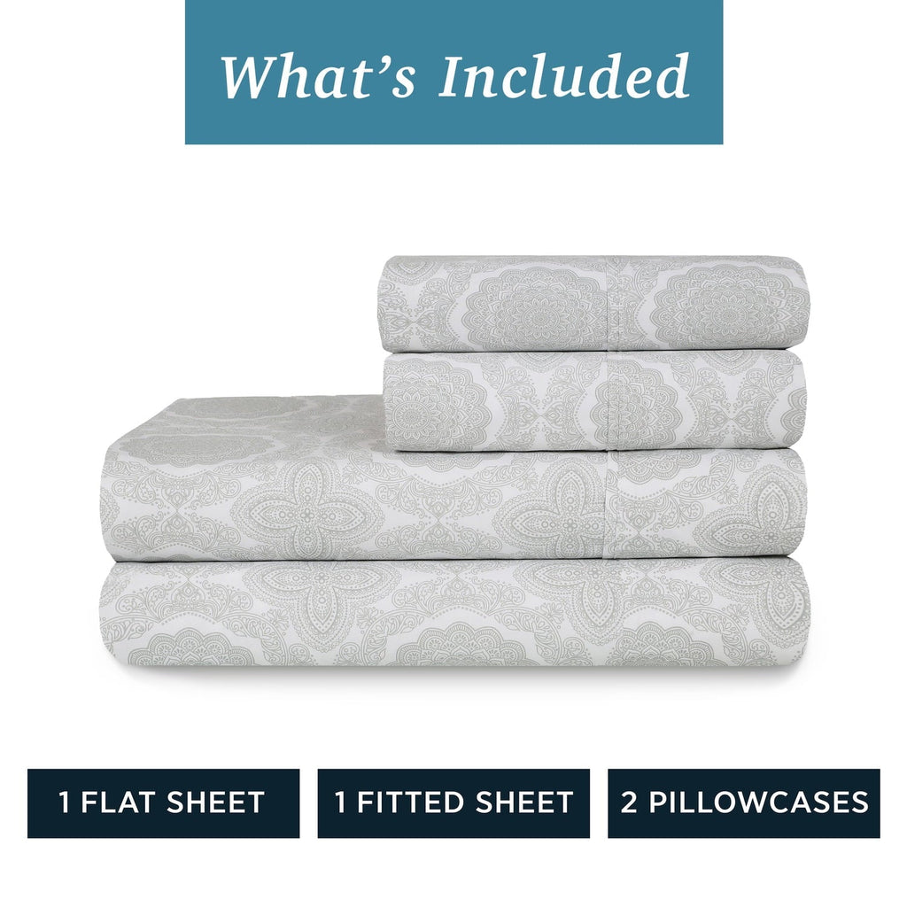 Ultra-Soft 100% Cotton Queen Sheets Set, 4 Piece Bed Sheets Set with HeiQ Fresh, Percale Weave, Hotel Luxury, Ultra Soft Sheets ... - Premium Ultra-Soft Pillowcase Pair for Sleeping Detail