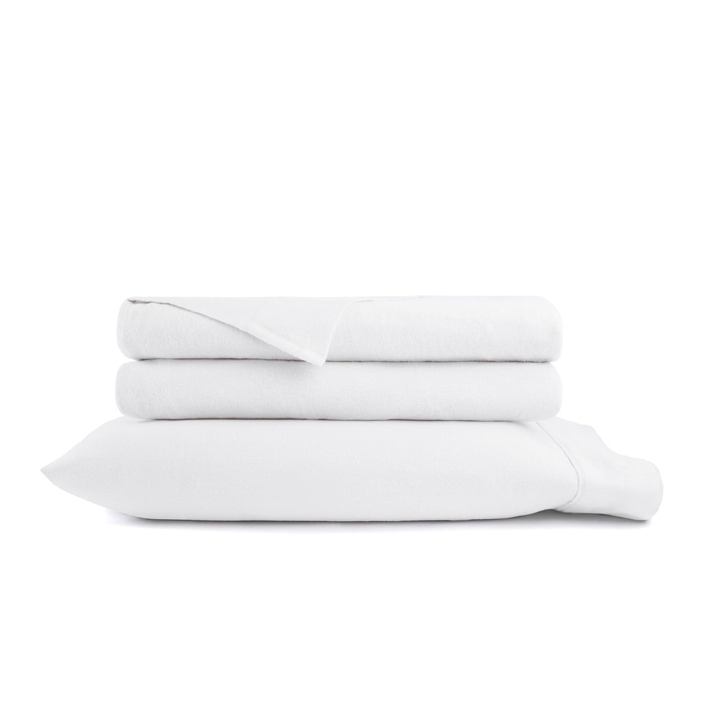 Ultra-Soft 100% Cotton Flannel Bed Sheets Set for Full Size Bedding in White - Cooling Hotel Quality Bedding Sheets and Pillowcases Detail