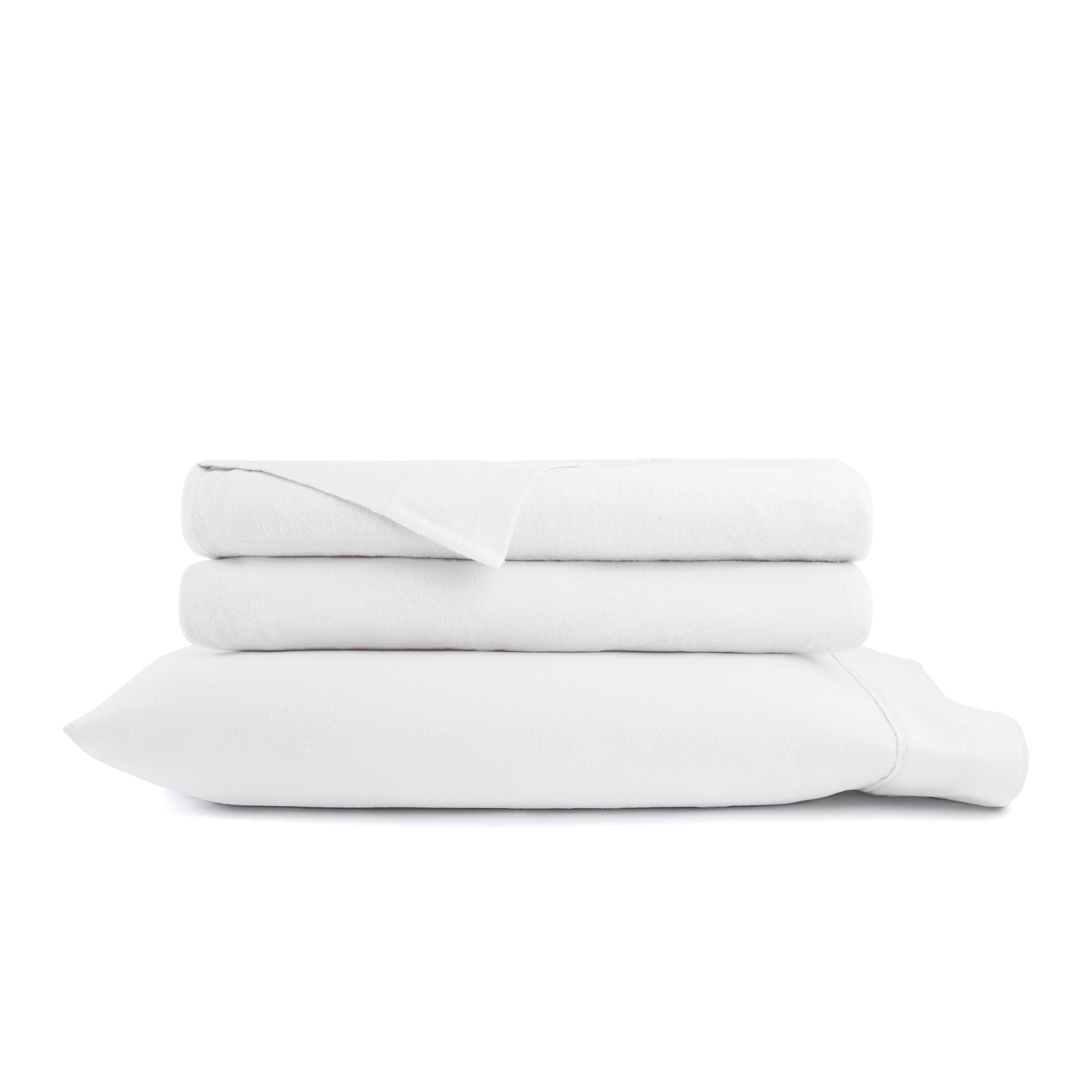 Ultra-Soft 100% Cotton Flannel Bed Sheets Set for Full Size Bedding in White - Cooling Hotel Quality Bedding Sheets and Pillowcases Detail