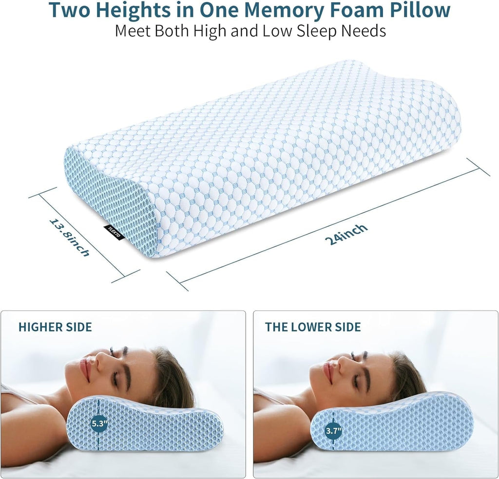 Ergonomic Memory Foam for Neck Pain Relief, Contour Memory Foam s for Sleeping, Odorless Ergonomic Adjustable Orthopedic Cooling Bed Neck S... - Decorative Throw Pillow Cushion for Sofa & Bed Detail