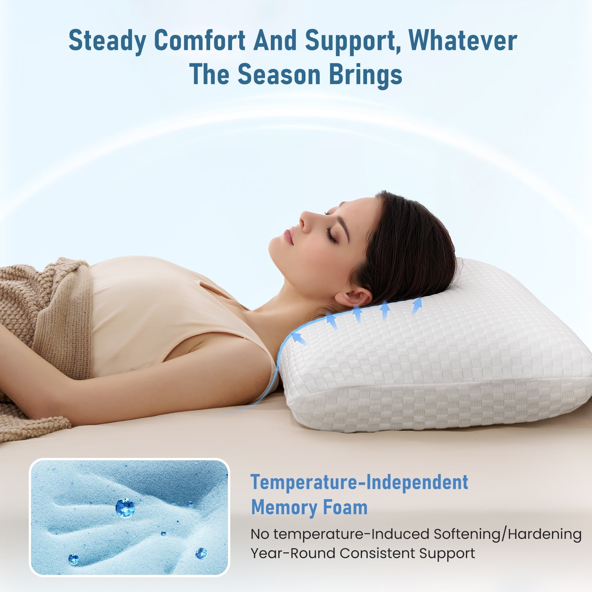 Hotel Collection Memory Foam Pillow for Bed, Cooling Pillow with Extra Height Pad, Supportive Bed Pillow for Side, Back & Hot Sleepers... - Decorative Throw Pillow Cushion for Sofa & Bed Detail