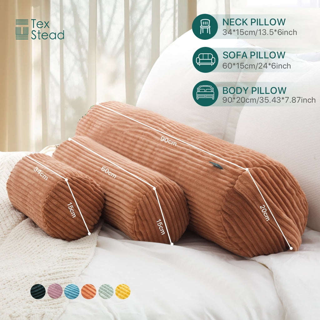 Decorative Plump Multifunctional Long Pillow- uitable for yoga,Lumbar and Neck Support Roll Pillow- Orange（6"x14") - Decorative Throw Pillow Cushion for Sofa & Bed Detail