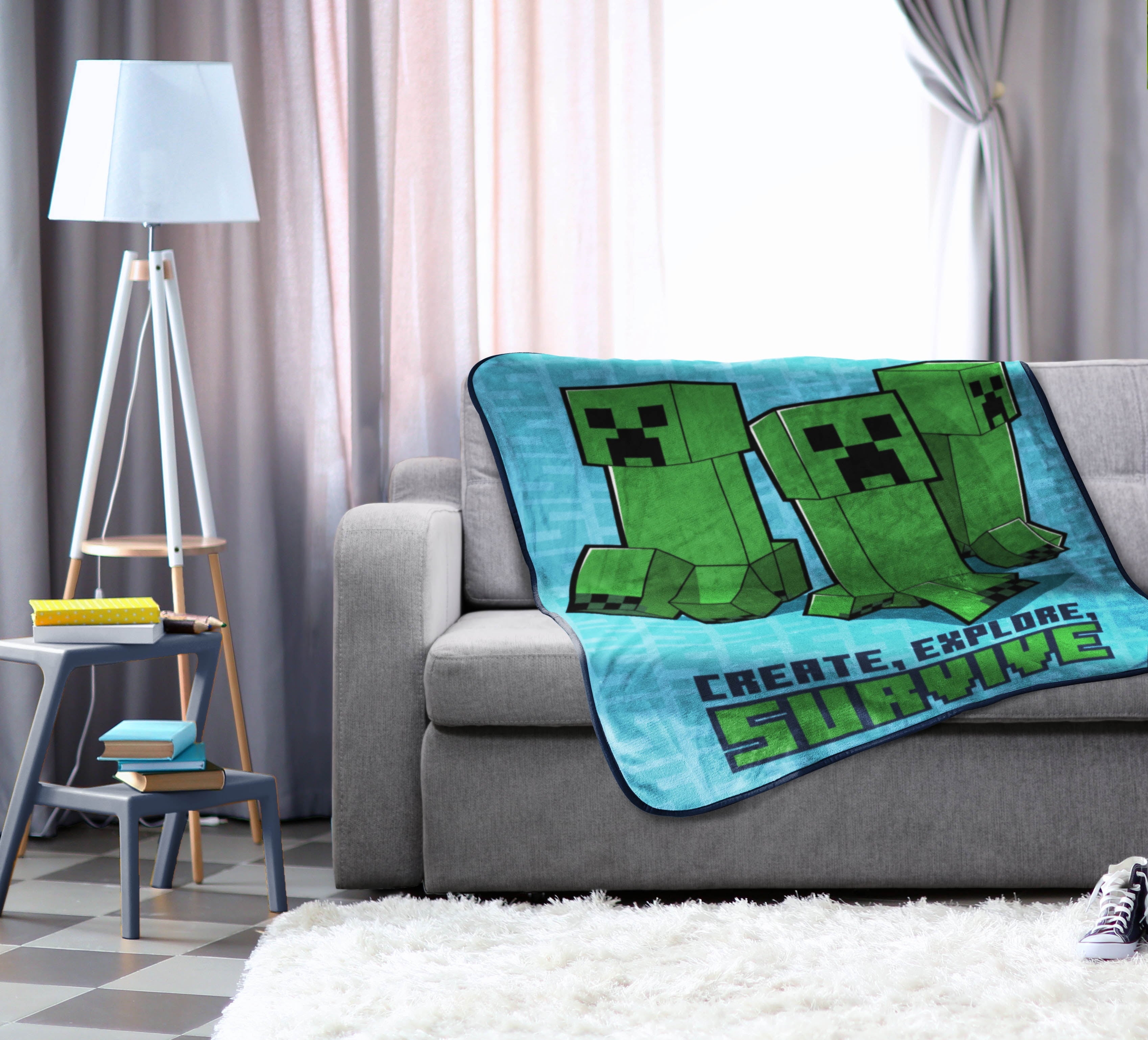 Cozy Fleece Kids Silk Touch Throw Blanket, 46 x 60, Microfiber, Blue - Super Soft Reversible Sherpa Flannel Blanket Detail