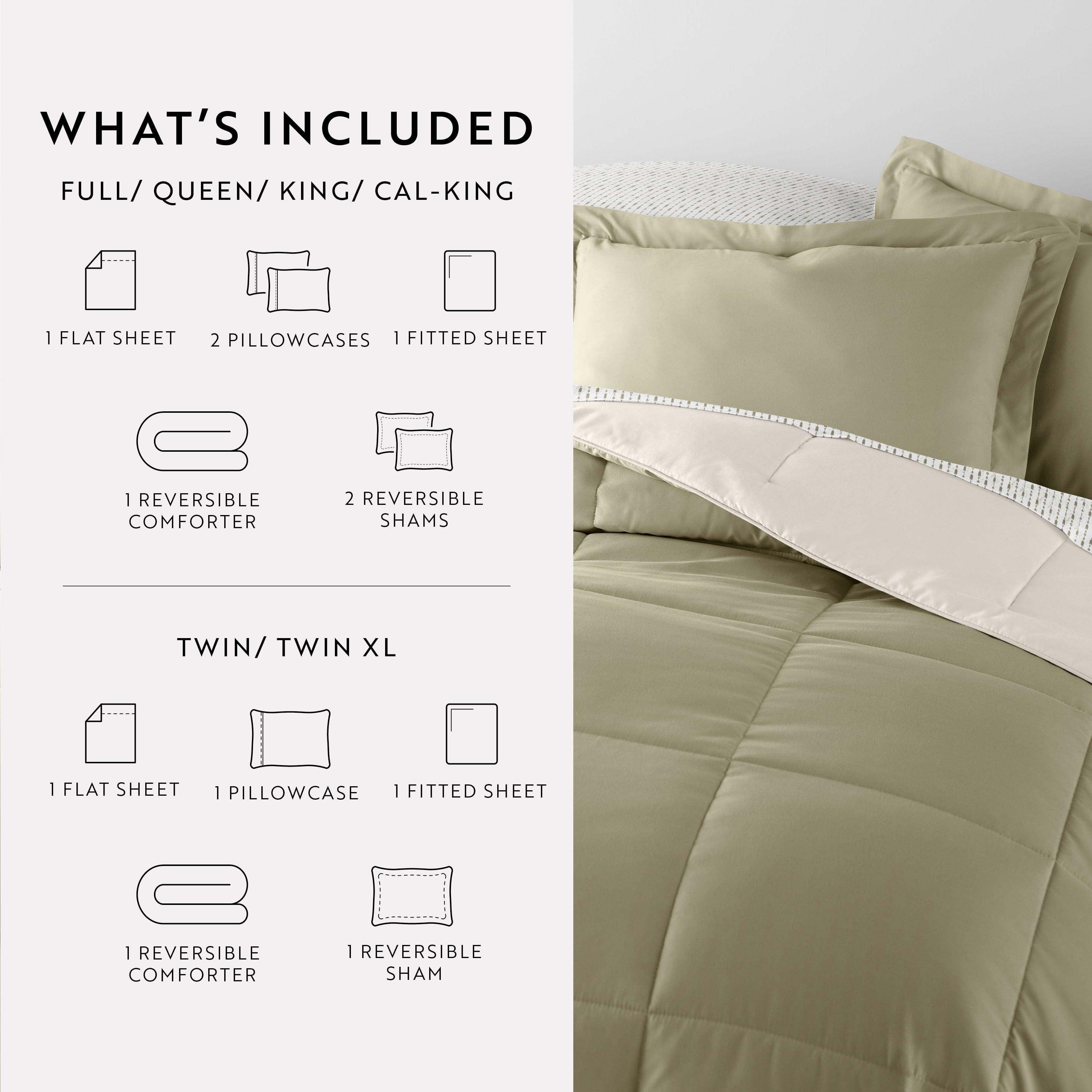 Hypoallergenic Cloud 5 Piece Bedding Bundle, Reversible Comforter and Patterned Sheet Set, Twin - Cloud-Like Soft Lightweight Bed Comforter Detail