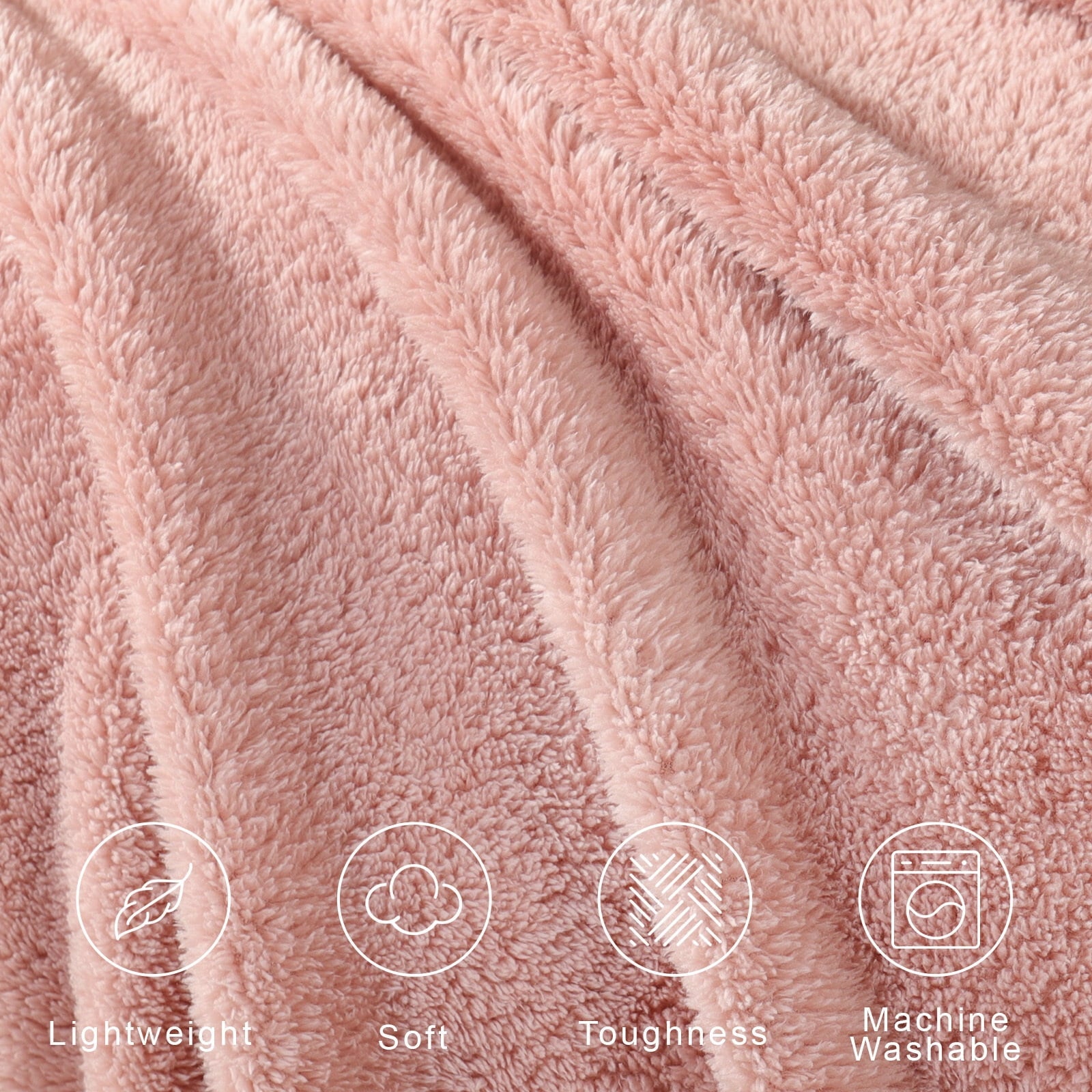 Decorative Knitted Soft Fleece Throw Blanket for Couch, Super Soft Velvet Plush Bed Blanket, 50x60 Inches, Pink - Lightweight Plush Warm Blanket for All Seasons Detail