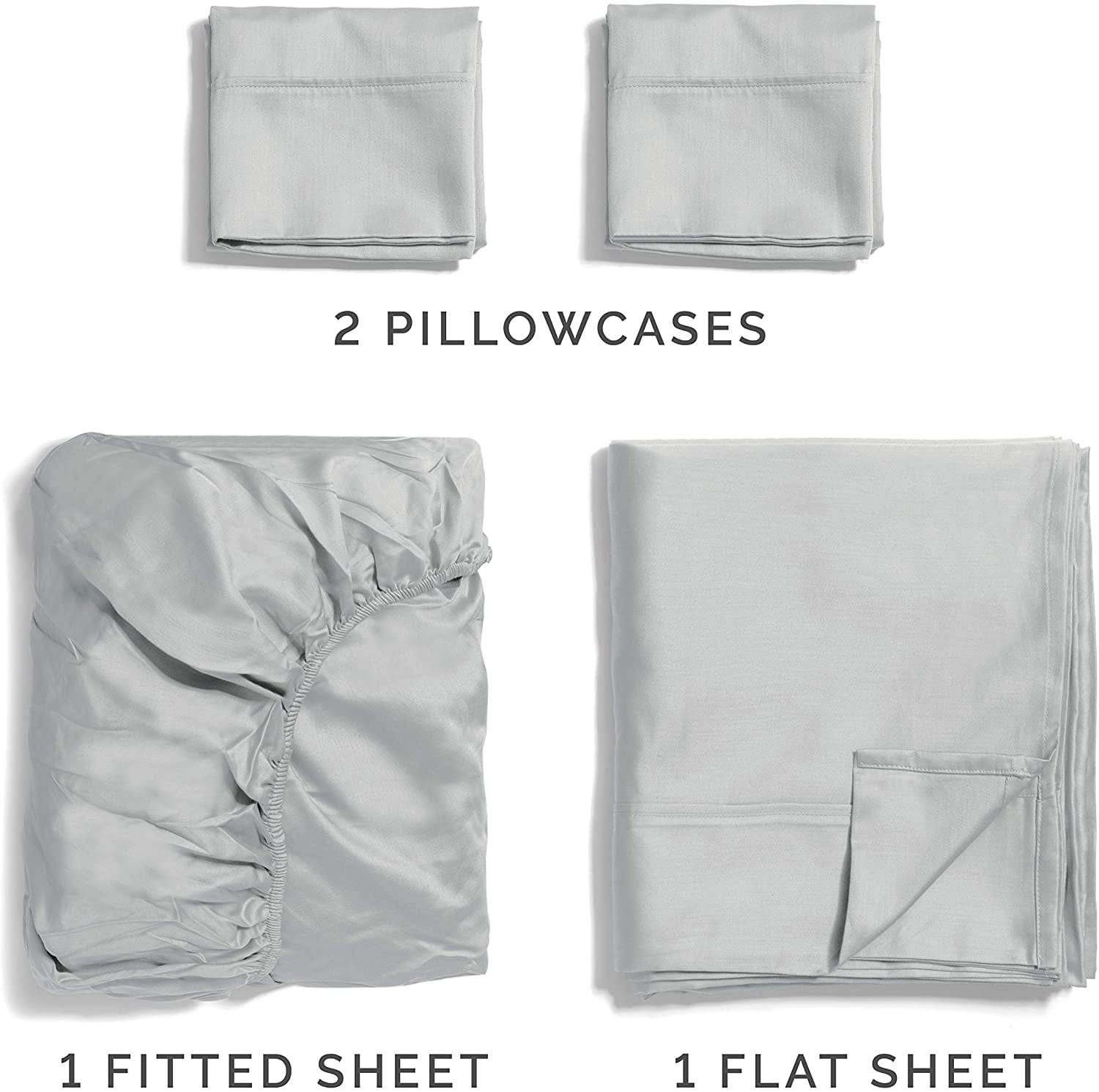 Wrinkle-Resistant 4-Piece 400 Thread Count Cotton Sheet Set - King Size 100% Cotton Sateen Bed Sheets Fits 18"-24" Mattresse... - Premium Ultra-Soft Pillowcase Pair for Sleeping Detail