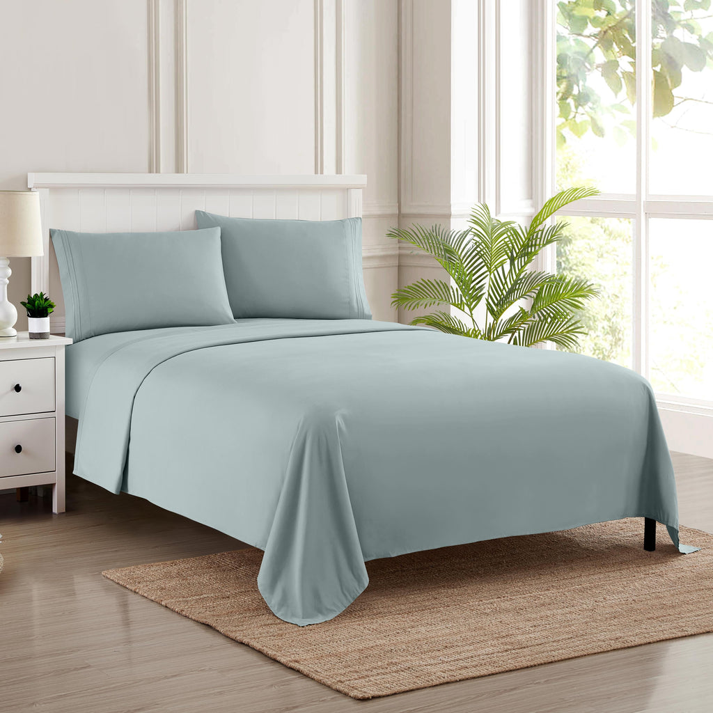 Premium Egyptian Cotton 1800 Series Classic 4-Piece 1800 Thread Count 100 GSM Bed Sheet, Queen - Breathable Egyptian Cotton Flat & Fitted Sheets Detail