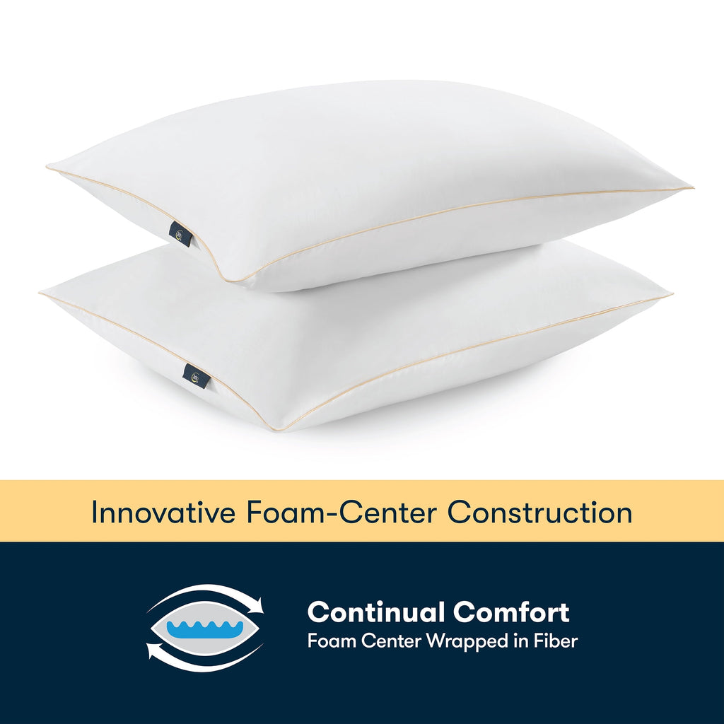 Fluffy Shredded pedic Bounce Back Standard/Queen Bed Pillow, Hypoallergenic Fill - Orthopedic Shredded Foam Bed Pillow Set Detail