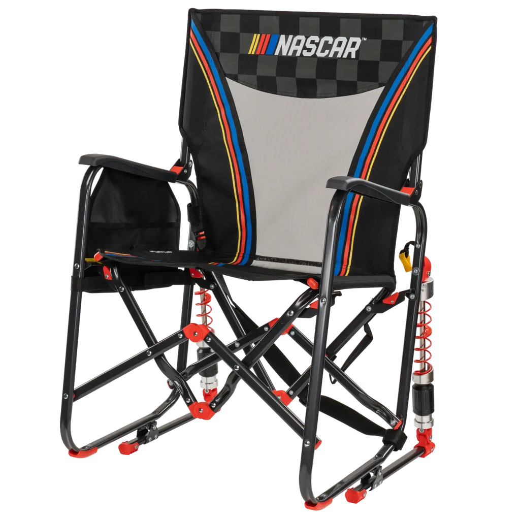 Smooth Motion Adjustable Rocker - NASCAR - Choice 899 - Patented Spring-Action Rocking Chair for Camping Detail