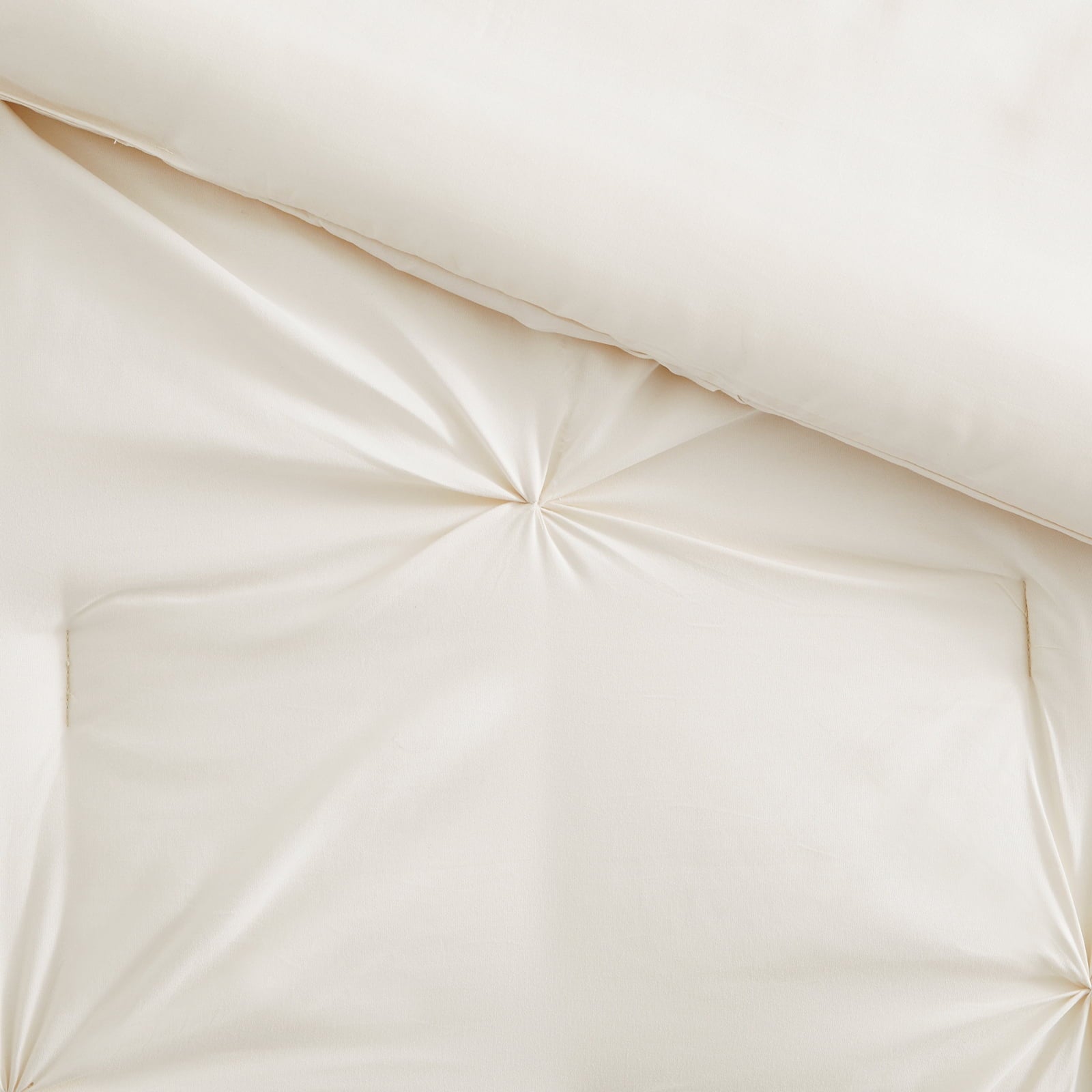 All-Season Comforter Set, 3-Piece, Queen, Pleated Wrinkle-Resistant Microfiber Bedding, Ivory, All-Season - All-Season Down Alternative Comforter Insert Detail