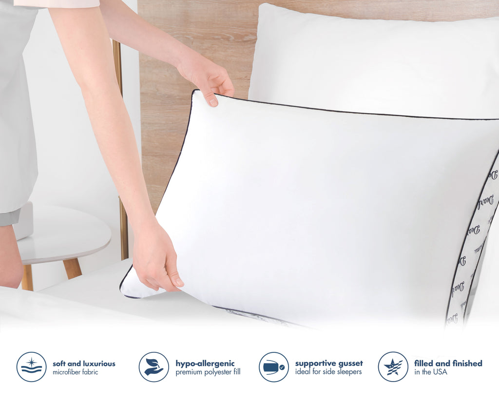 Orthopedic Support Cozy Gusseted Bed Pillow Standard, White - Decorative Throw Pillow Cushion for Sofa & Bed Detail