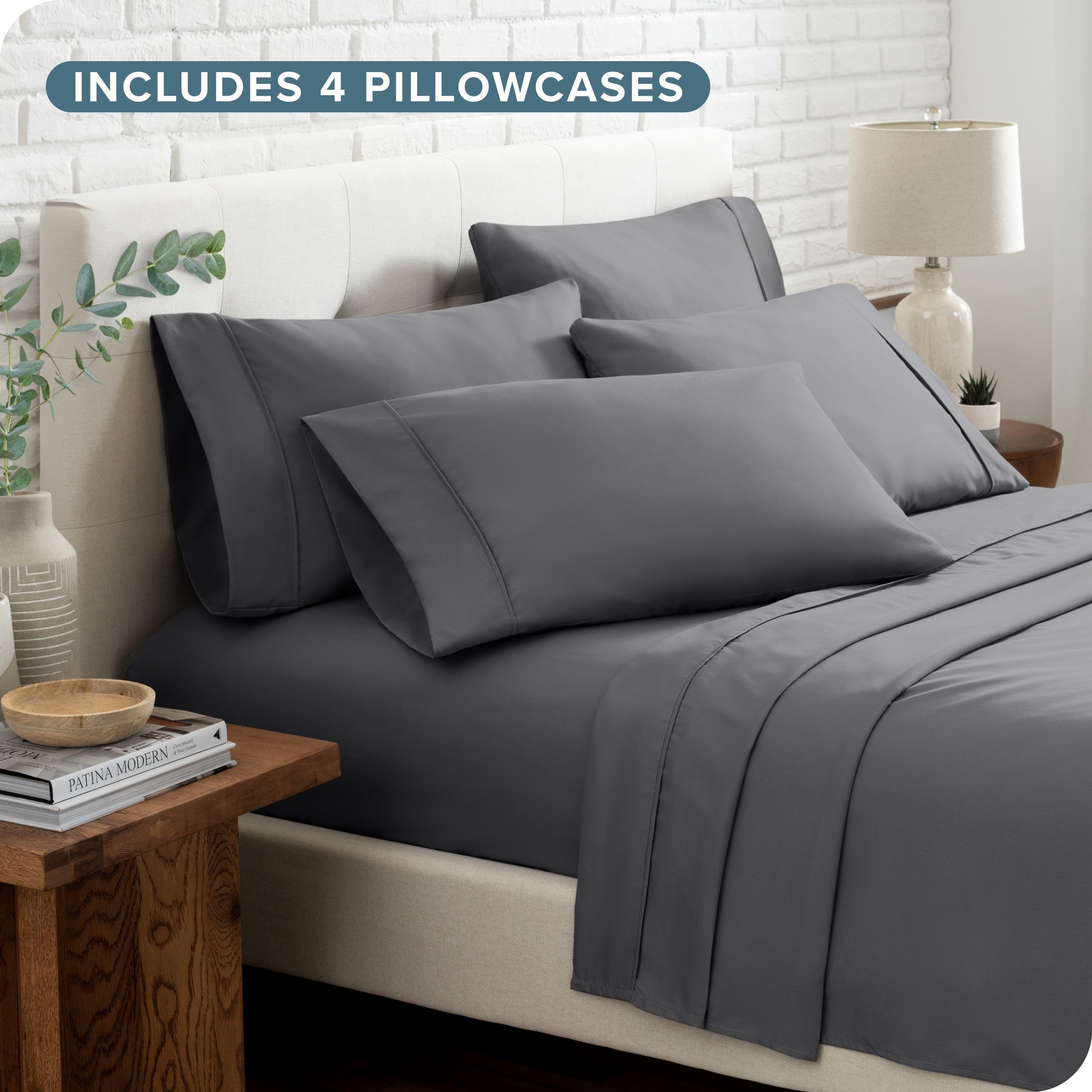 Ultra-Soft Luxury Bed Sheet Set- 6 Piece - Queen, Gray - Cooling Hotel Quality Bedding Sheets and Pillowcases Detail