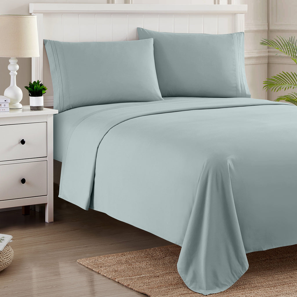 Premium Egyptian Cotton 1800 Series Classic 4-Piece 1800 Thread Count 100 GSM Bed Sheet, Queen - Breathable Egyptian Cotton Flat & Fitted Sheets Detail