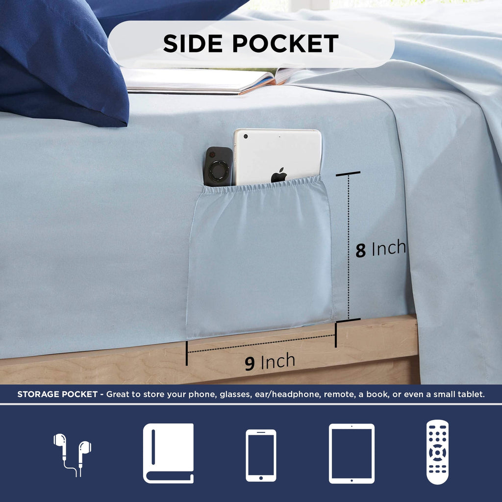 Heavyweight Warmth Queen Size Comforter Set, 9-Piece Bed in a Bag Queen, Navy Blue Bedding Comforter Set with Comforter, Flat Sheets, Fi... - All-Season Down Alternative Comforter Insert Detail