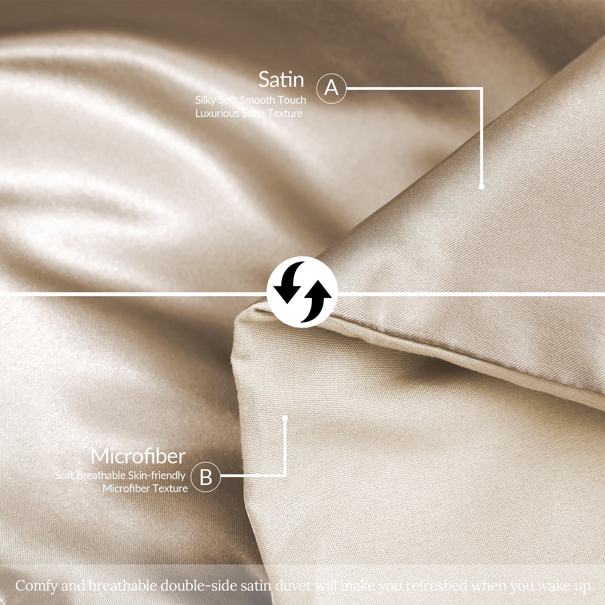 Heavyweight Warmth 3-Piece Reversible Silky Soft King Size Comforter Bedding Set, Luxurious Satin Comforters with 2 Satin Pillowcases, L... - Luxurious Quilted Duvet Cover Set Detail