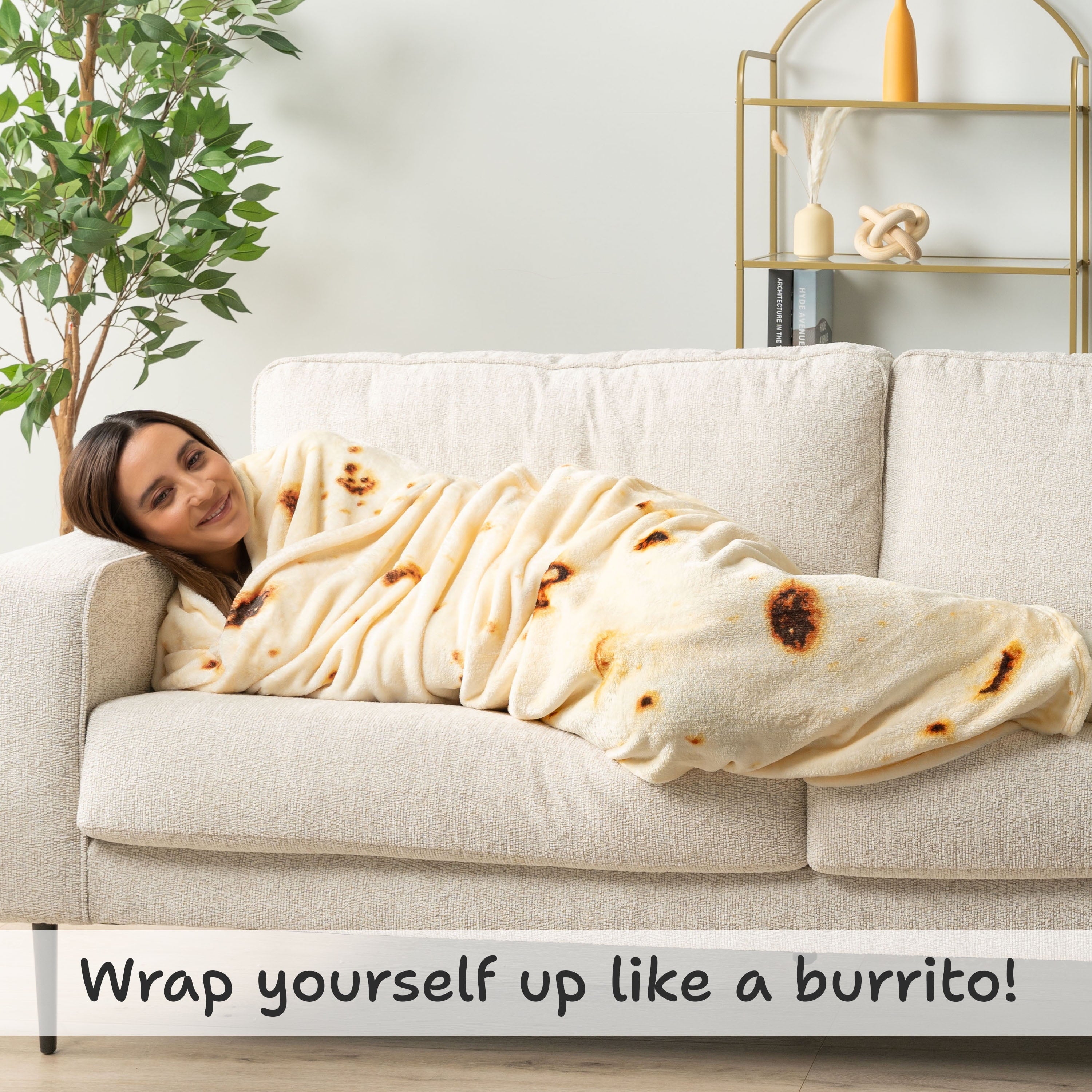 Reversible Sherpa Burrito Tortilla Blanket, Double Sided Taco Flour Wrap Novelty Throw for Adult Kid Teen, Realistic Food Blanket, Funn... - Cozy Fleece Throw Blanket for Couch & Bed Detail