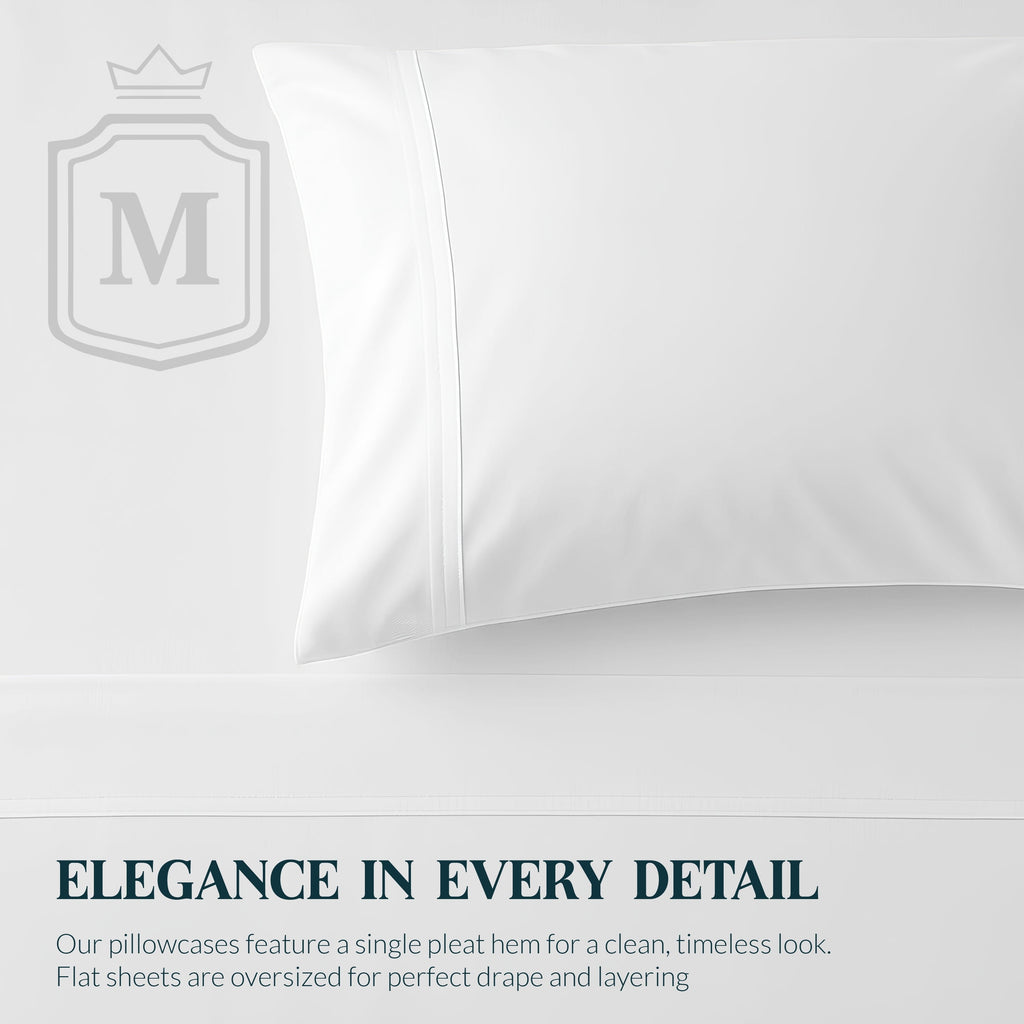 Breathable Luxury 100% Cotton Sheets For Queen Size Bed - Luxury 400 Thread Count Queen Sheet Set, 4 Piece Sateen Weave Queen White Cot... - Cooling Hotel Quality Bedding Sheets and Pillowcases Detail