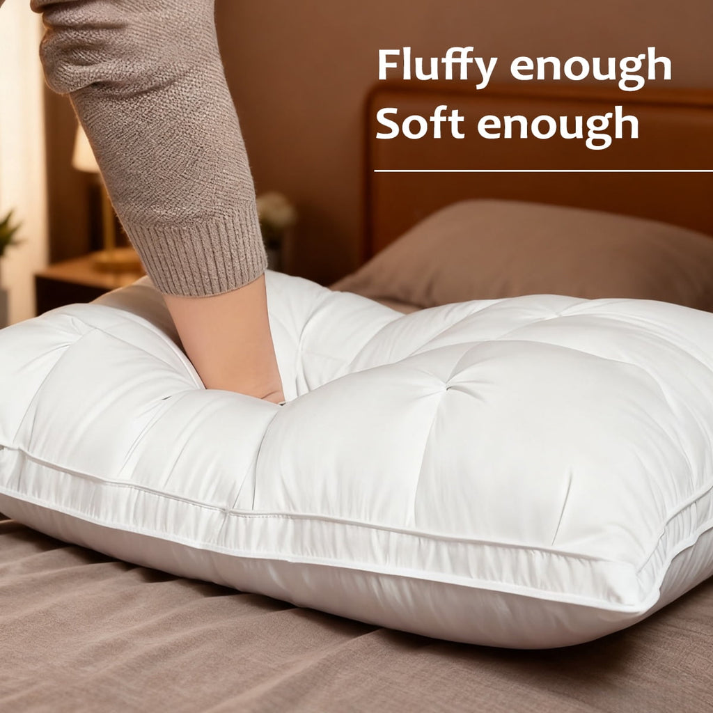 Decorative Plump 2-Pack 3-Line Grid Bed Pillow (20.1" x 13.97") - Soft, Breathable and Hypoallergenic - Ergonomic Memory Foam Pillow for Neck Pain Support Detail