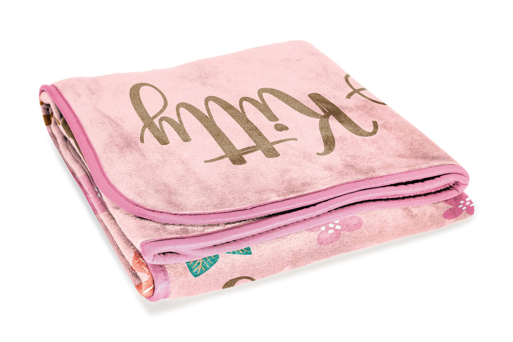 Decorative Knitted Floral Grace 46 x 60 Coral Fleece Kids Throw Blanket - Soft Bedding Accessories - Cozy Fleece Throw Blanket for Couch & Bed Detail