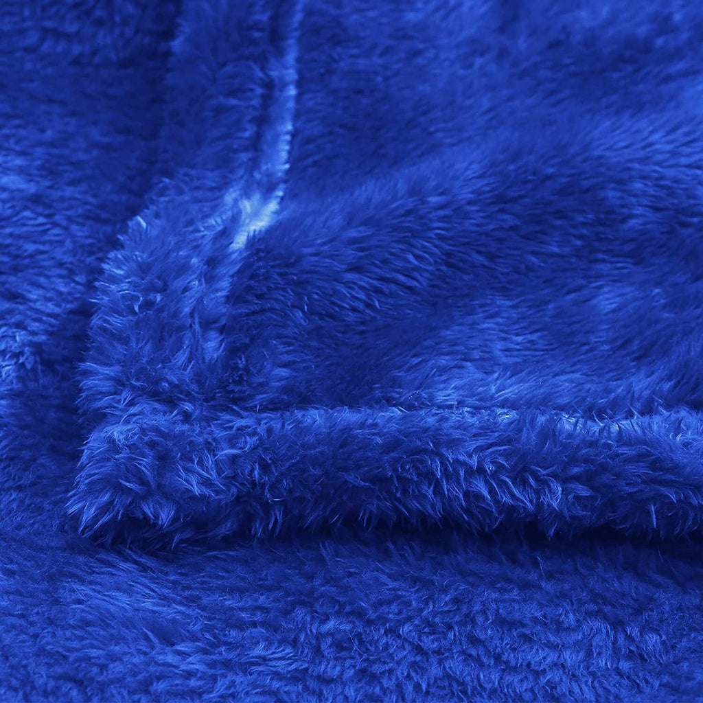 Reversible Sherpa Plush Fuzzy Fleece Throw Blanket (40" x 50", Cobalt Blue)- Soft, Warm and Lightweight - Lightweight Plush Warm Blanket for All Seasons Detail