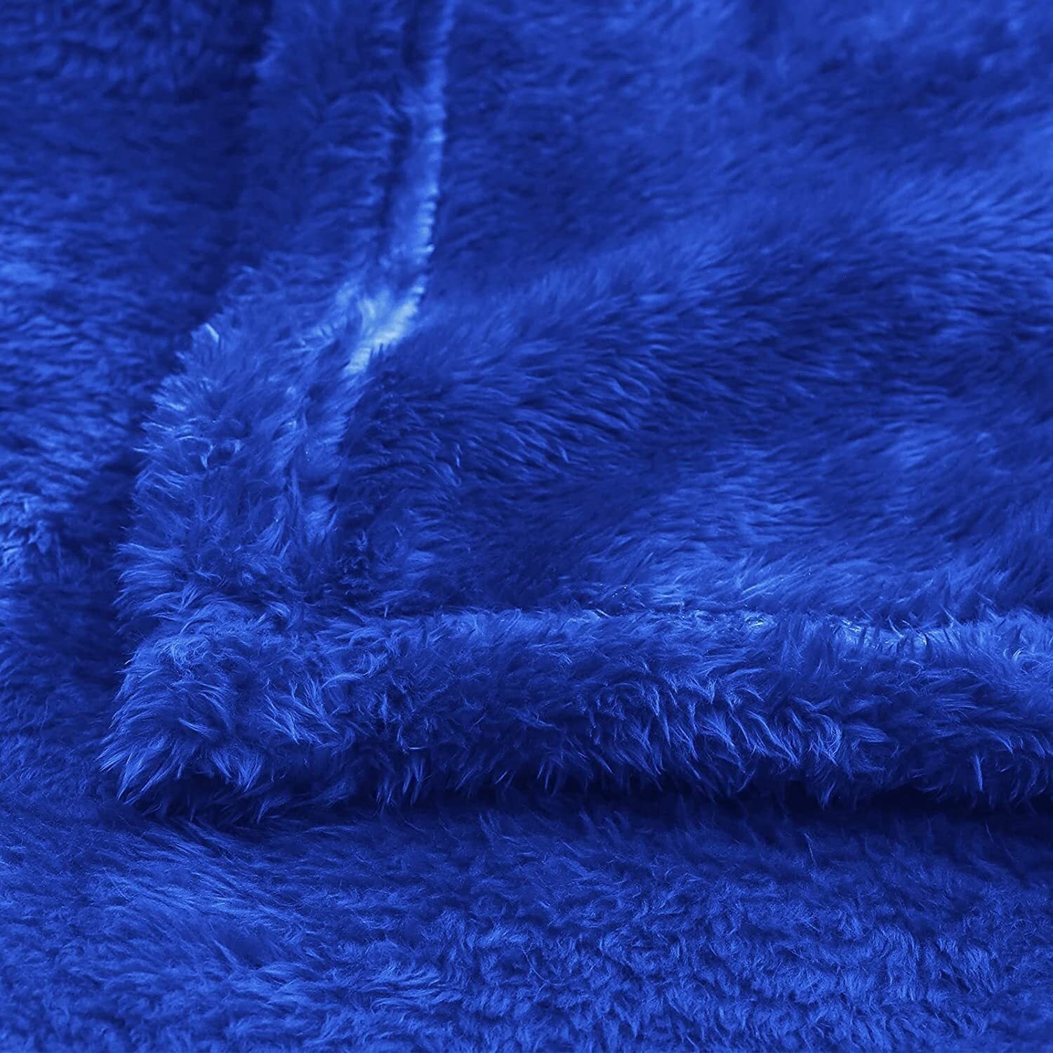 Reversible Sherpa Plush Fuzzy Fleece Throw Blanket (40" x 50", Cobalt Blue)- Soft, Warm and Lightweight - Lightweight Plush Warm Blanket for All Seasons Detail