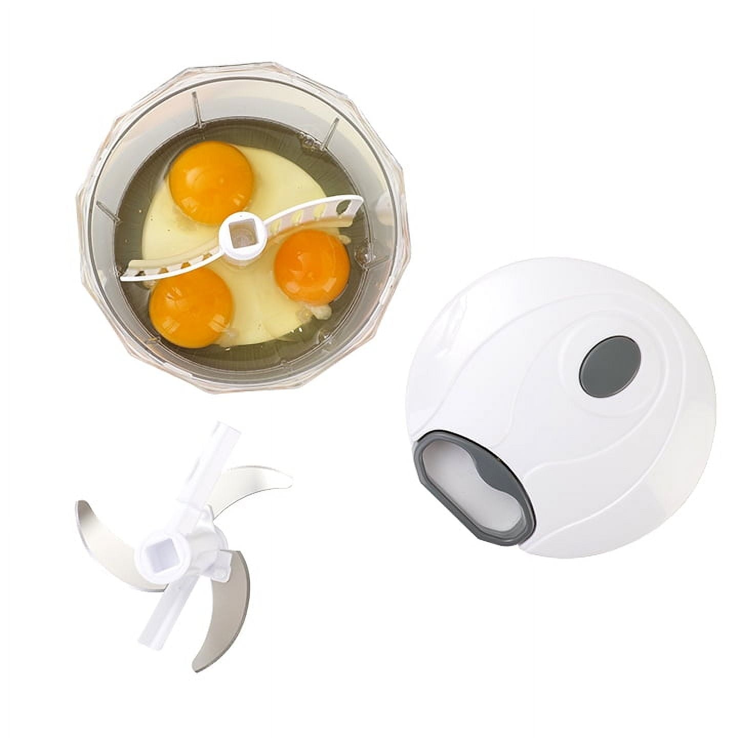 Multi-Functional 1qt Quick Pull Chopper, BPA free , SS Blades, Food Contact Safe Material , White & Grey, Weight 320g - Multi-Functional Manual Food Chopper & Slicer Detail