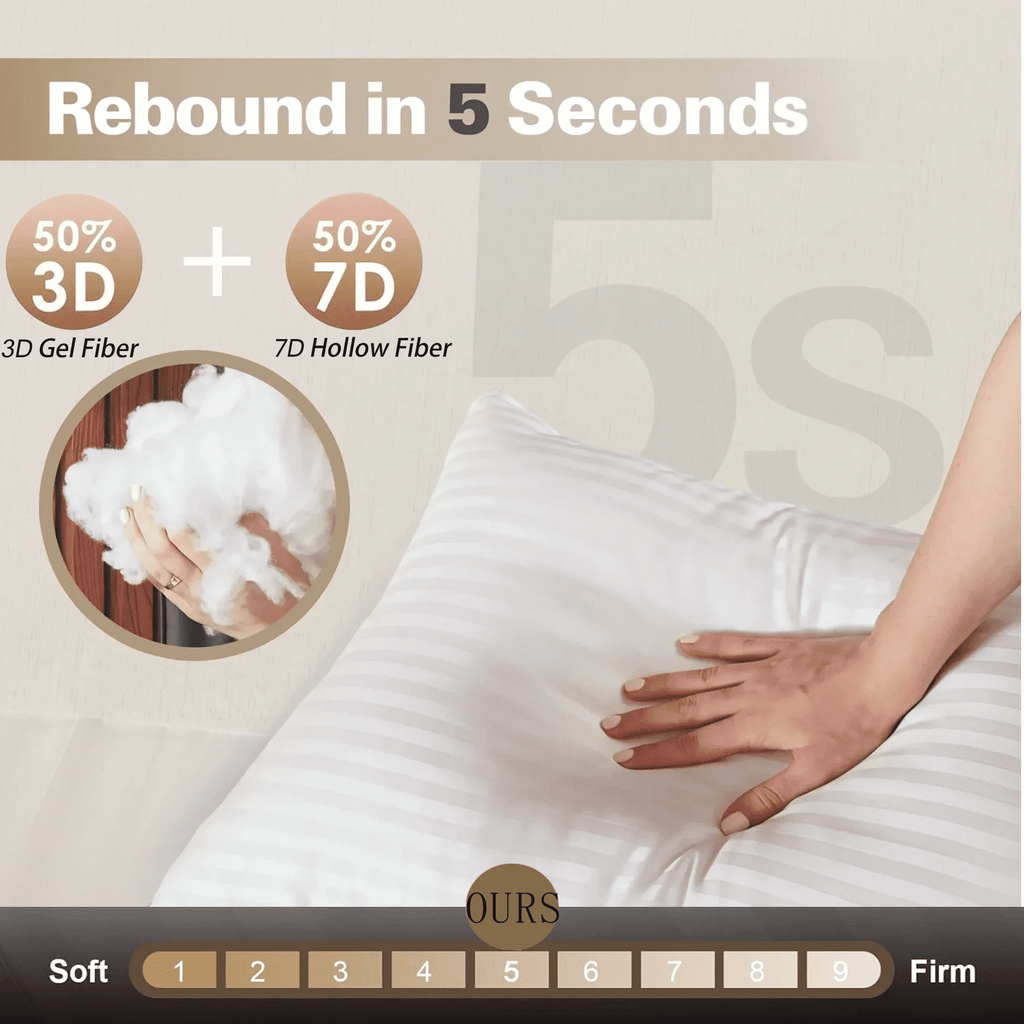 Orthopedic Support Pillow for Bed Standard Size Set of 2 ,Down Alternative Pillows for Sleeping 20x26inch, Luxury Hotel Pillow for Back,... - Decorative Throw Pillow Cushion for Sofa & Bed Detail