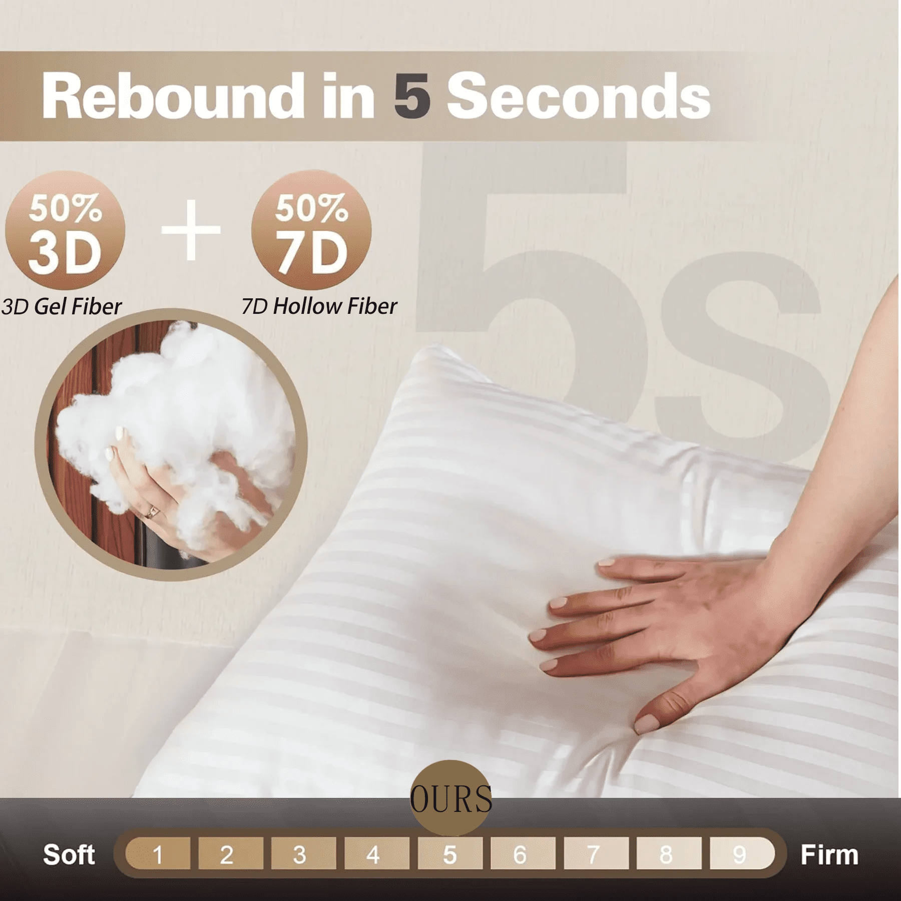 Orthopedic Support Pillow for Bed Standard Size Set of 2 ,Down Alternative Pillows for Sleeping 20x26inch, Luxury Hotel Pillow for Back,... - Decorative Throw Pillow Cushion for Sofa & Bed Detail
