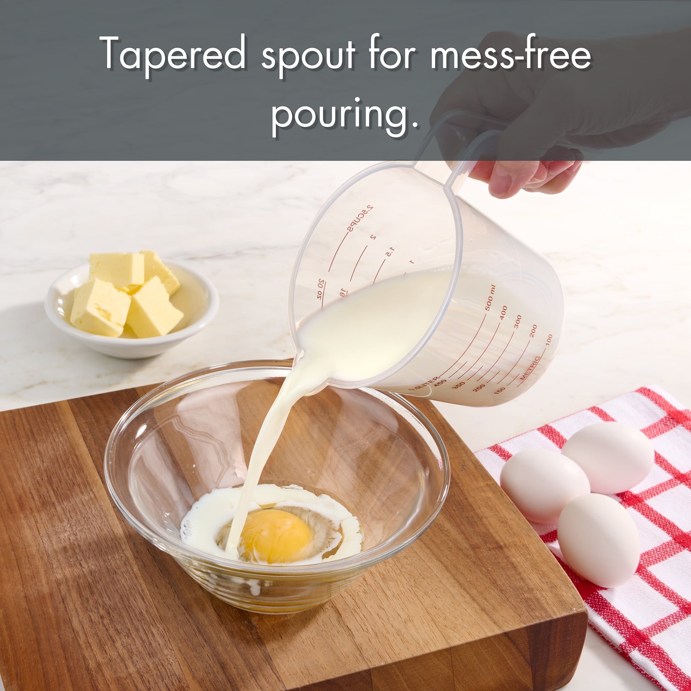 Innovative 3-Piece Tapered Spout Nesting Plastic Measuring Cups Set, Clear - Multi-Functional Manual Food Chopper & Slicer Detail