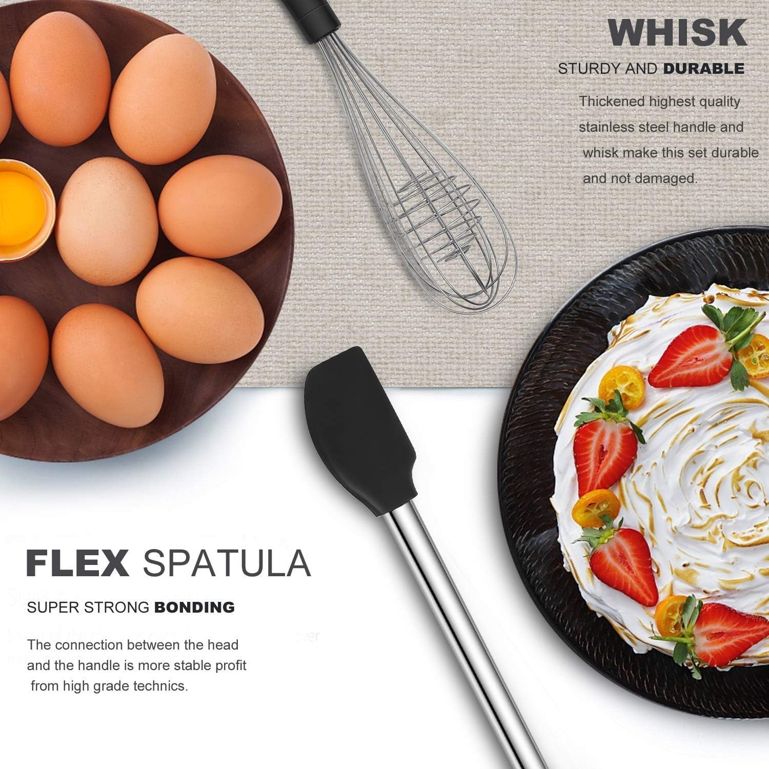 Non-Stick Safe Kitchen Utensil Set-Silicone Cooking Utensils-33 Kitchen Gadgets & Spoons for Nonstick Cookware-Silicone and Stainles... - Premium Stainless Steel Cooking Utensil for Non-Stick Pots Detail