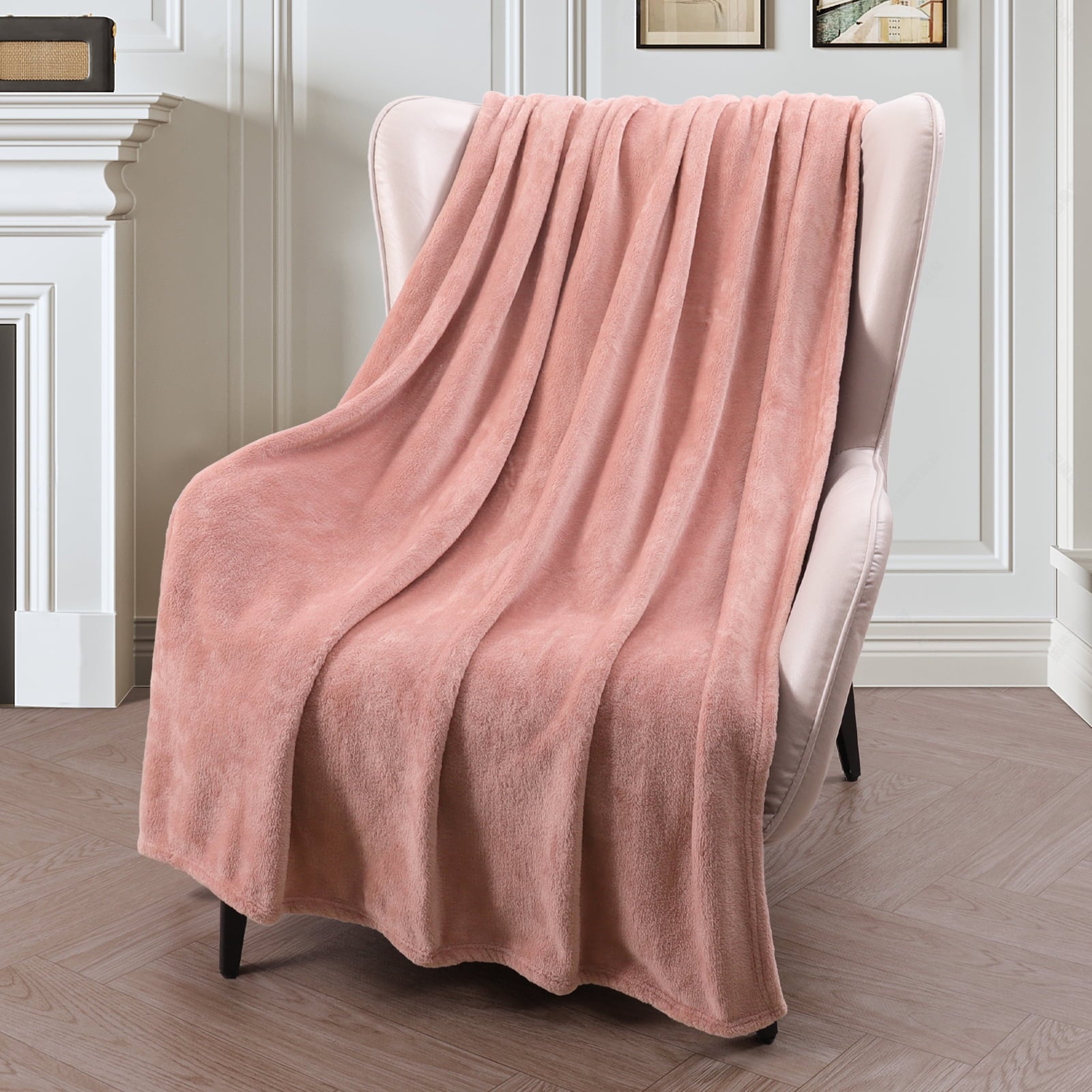 Lightweight Warm Fleece Throw Blanket for Couch, Sofa, Super Soft and Warm Blankets, Pink Throw All Season Use, Cozy, Plush, Lightweig... - Luxury Knitted Decorative Throw Blanket with Fringes Detail