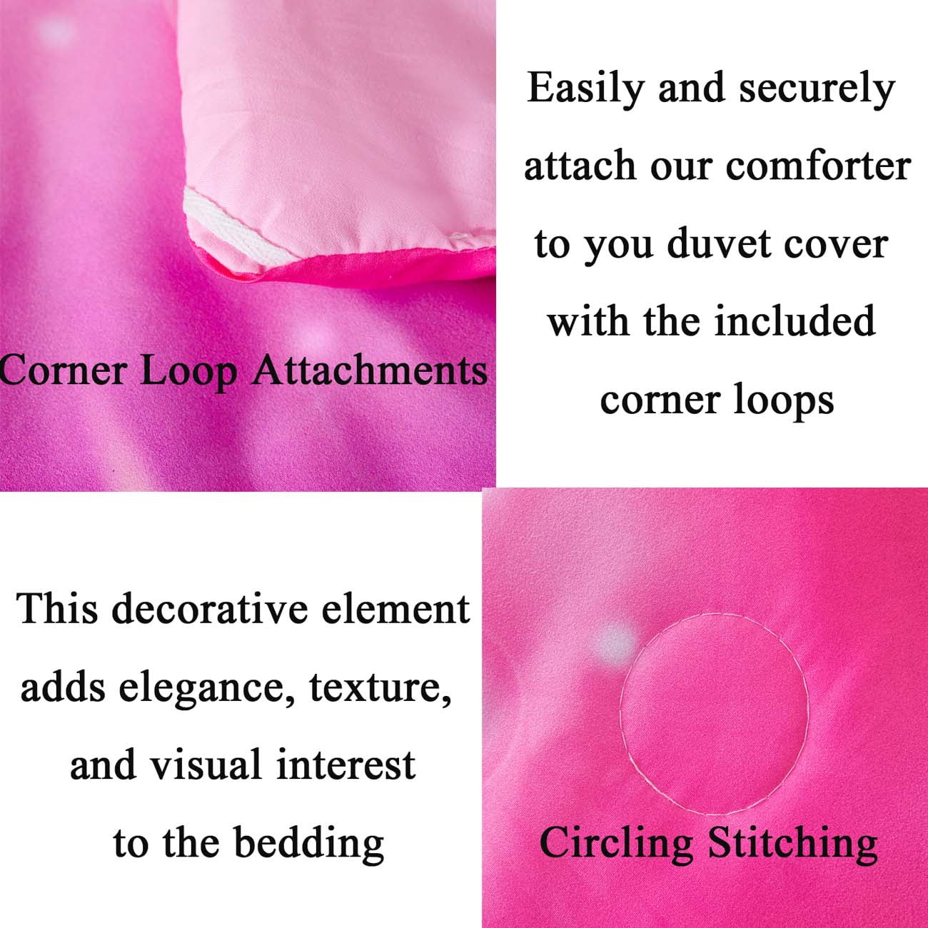 Fluffy Down Alternative 4Pcs Rainbow Twin Size Comforter Set for Girls, Pink Purple Gradient Glitter Kids Bedding Sets, Soft Galaxy Girls Bed... - All-Season Down Alternative Comforter Insert Detail