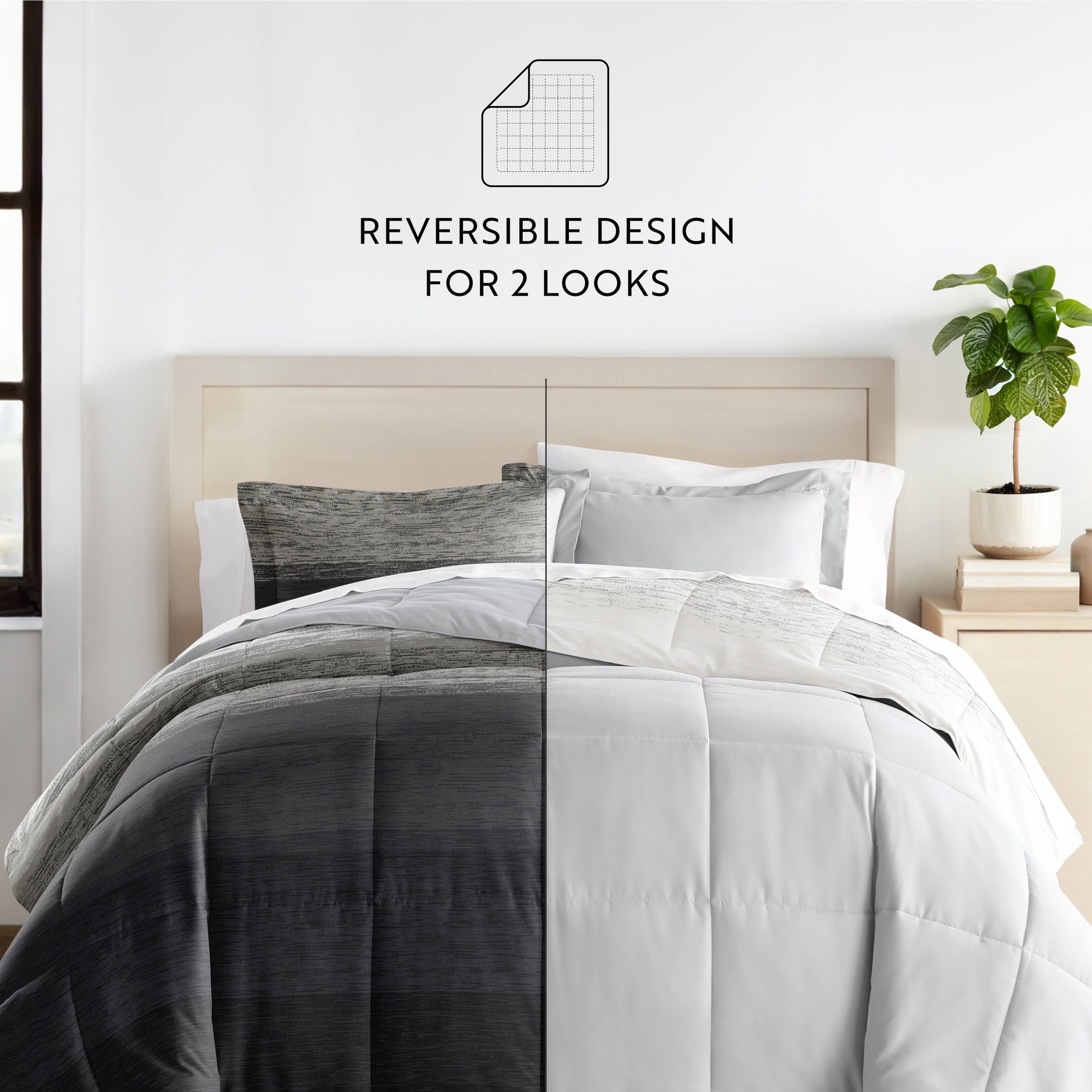 Heavyweight Warmth All Season Ultra Soft Comforter Set Lightweight Bedding in Gray/Black Ombre for Full/Queen Size - Hypoallergenic Ultra-Fluffy Quilt for Winter Detail