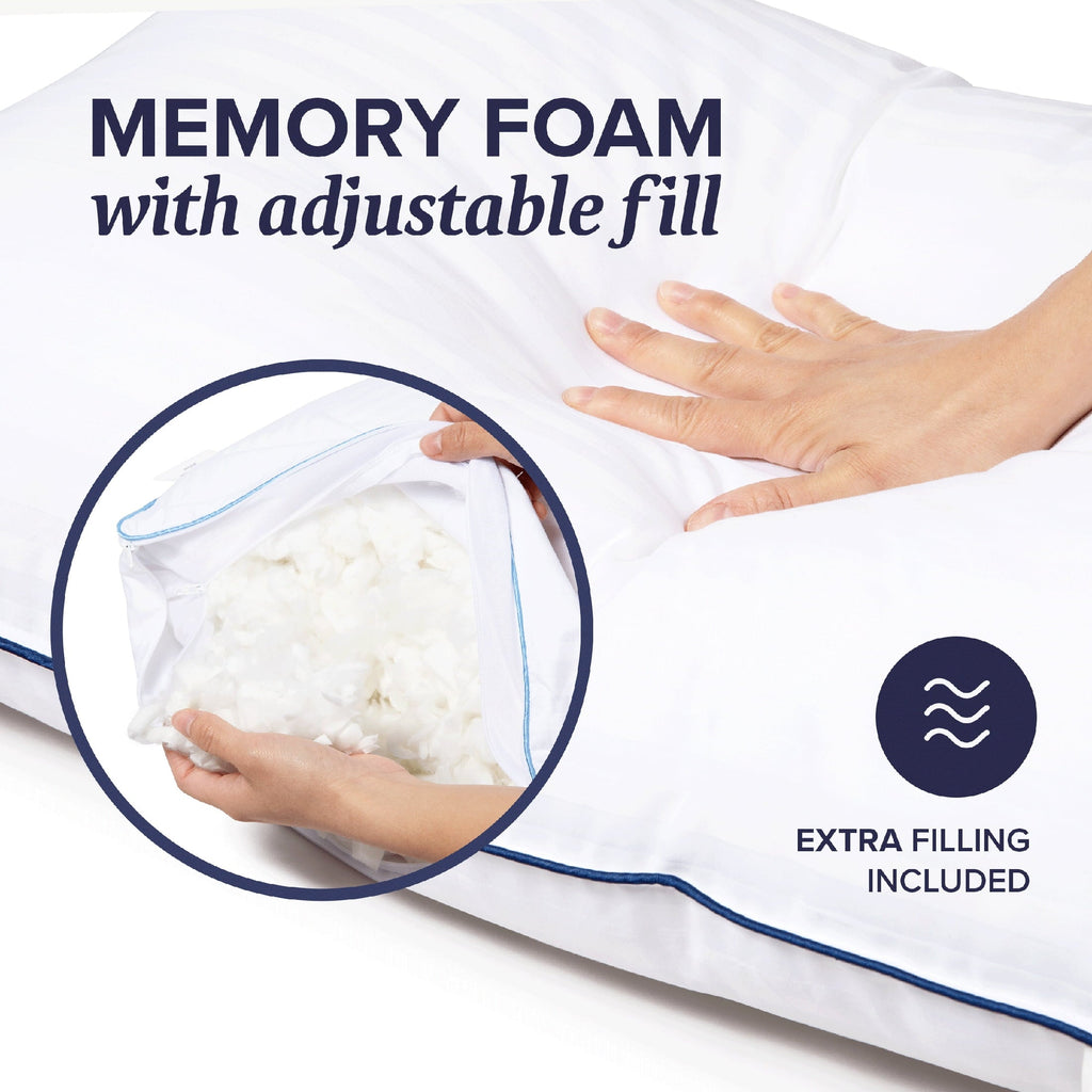 Ergonomic Memory Foam Customizable Memory Foam Queen Pillow 1Pack, Adult - Orthopedic Shredded Foam Bed Pillow Set Detail