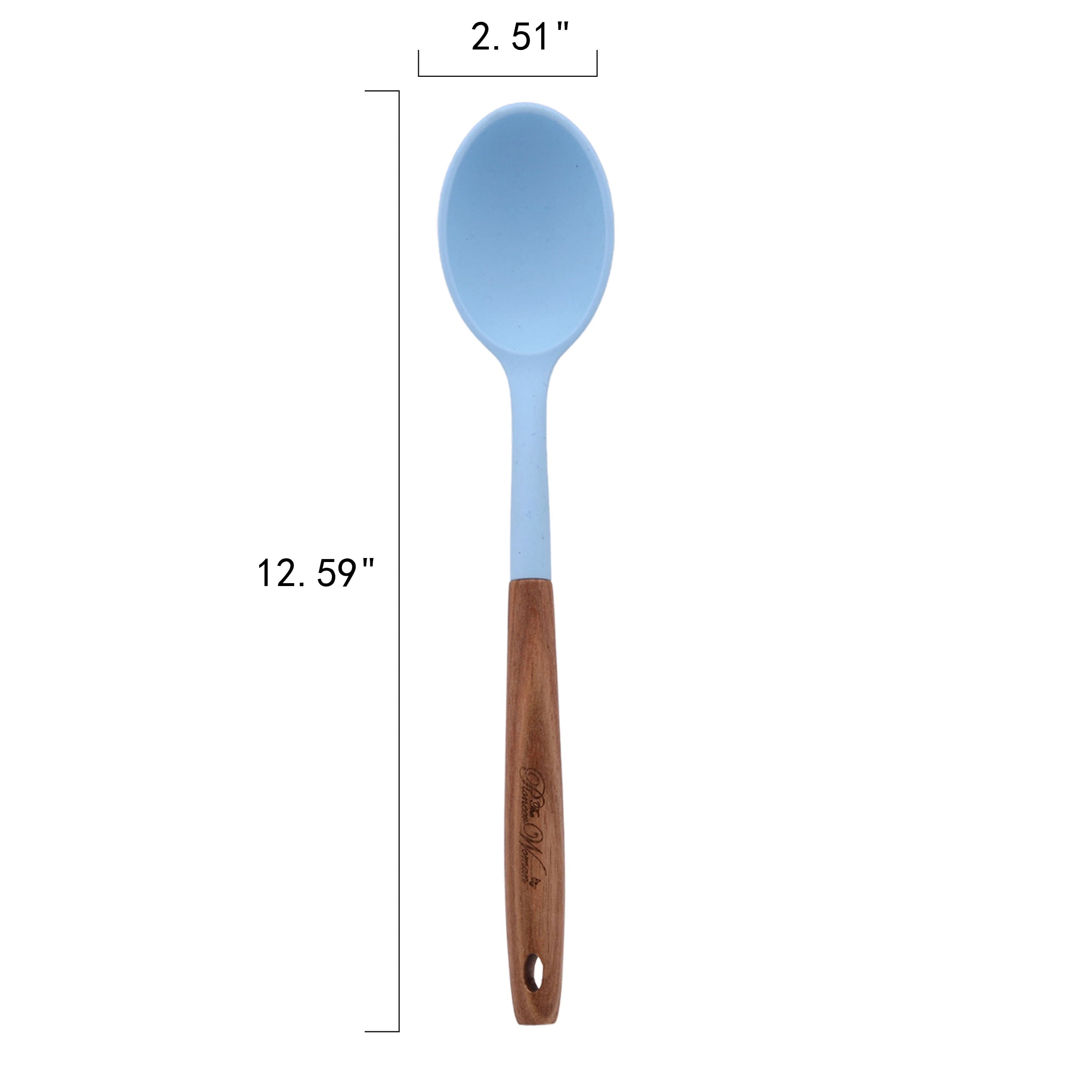 Professional Grade 10-Piece Silicone and Acacia Wood Handle Cooking Utensils Set, Blue - Multi-Purpose Hand Tool for Daily Meal Prep Detail