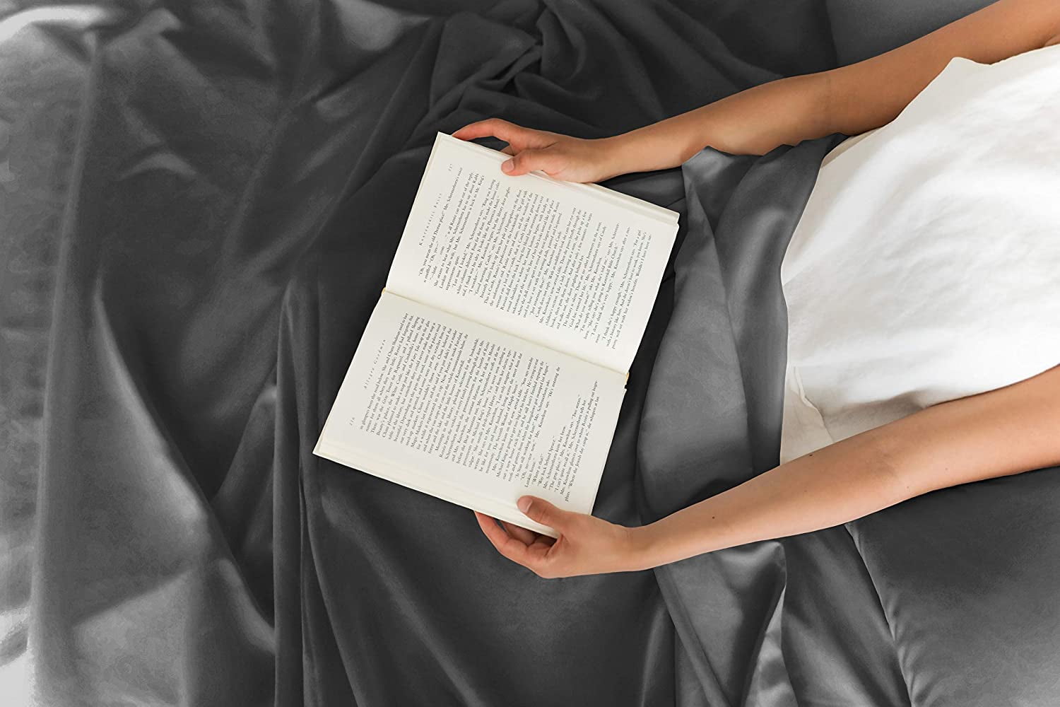 Ultra-Soft 4-Piece Extra Deep Pocket Sheet Set - Full Size Breathable & Cooling Bed Sheets Fits 18"-24" Mattresses, Gray - Cooling Hotel Quality Bedding Sheets and Pillowcases Detail