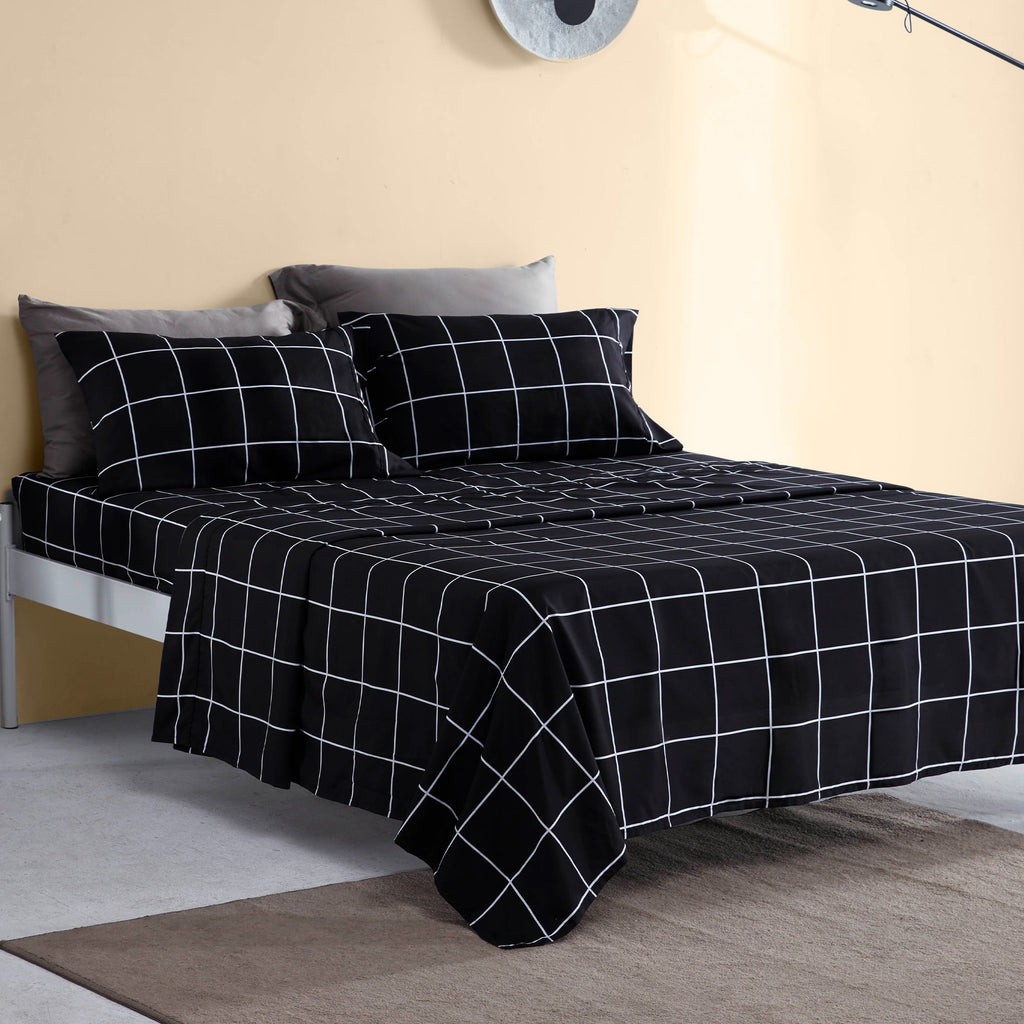 Cooling Sateen Full Bed Sheet Set, 4 Pieces Breathable & Super Soft, Easy Care Printed Microfiber with Deep Pocket & Envelope Closur... - Premium Ultra-Soft Pillowcase Pair for Sleeping Detail