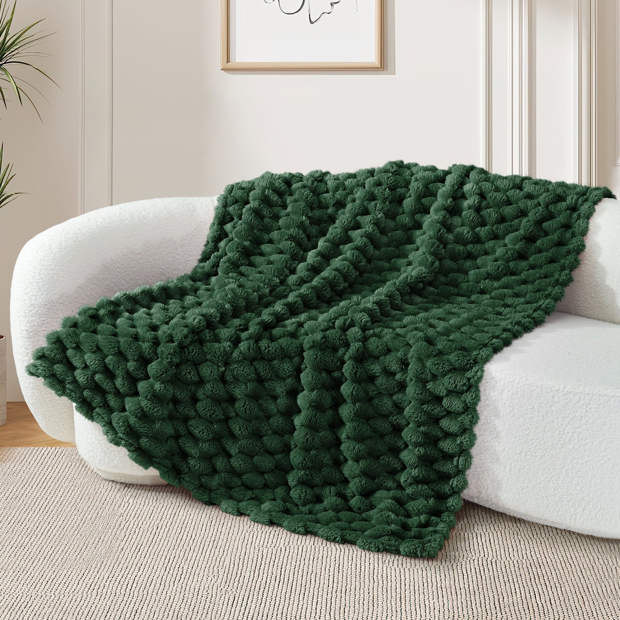 Lightweight Warm 50"x60" Throw Blanket for Couch with Expanded 3D-Jacquard Pattern, Fuzzy Soft Cozy Exquisite Blankets or All Season, ... - Lightweight Plush Warm Blanket for All Seasons Detail