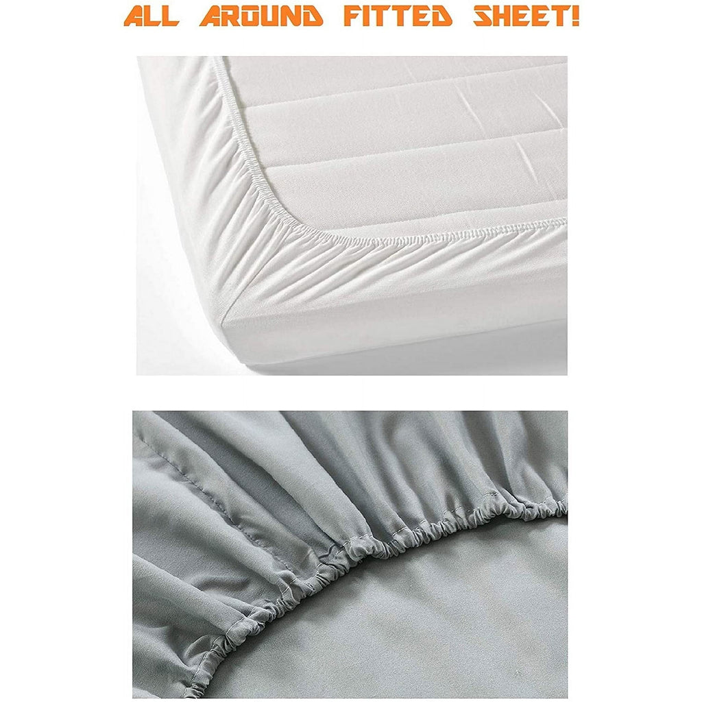 Wrinkle-Resistant 4 Pieces Bed Sheet Set With Flat Fitted and 2 Pillowcases King-Dusty Rose - Breathable Egyptian Cotton Flat & Fitted Sheets Detail