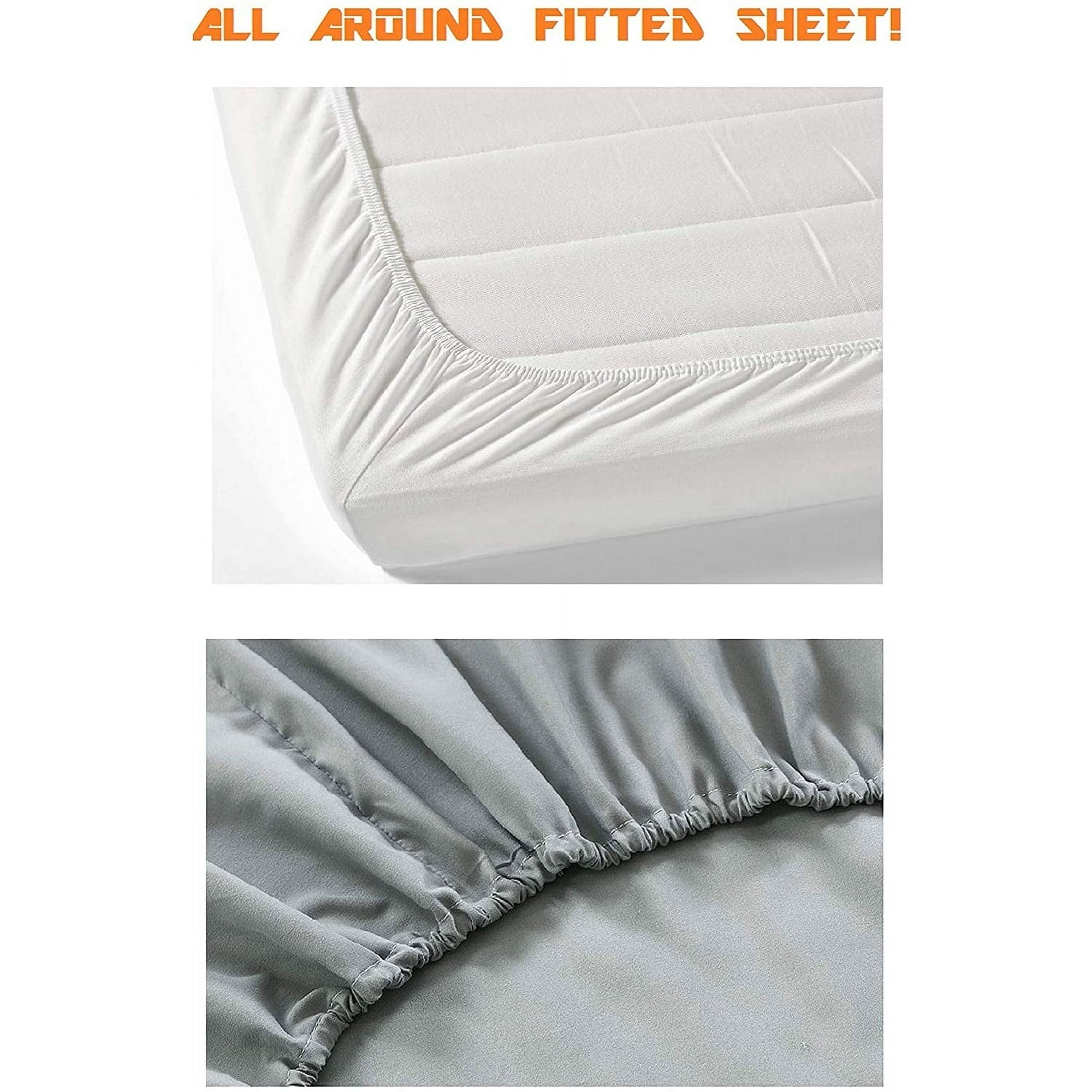 Wrinkle-Resistant 4 Pieces Bed Sheet Set With Flat Fitted and 2 Pillowcases King-Dusty Rose - Breathable Egyptian Cotton Flat & Fitted Sheets Detail