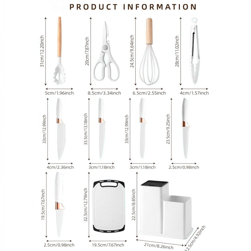 Professional Grade Kitchen Utensils Set for Cooking, 11 Cooking Utensils, 6 Knife set Beige,3 Utensil Sets,utensilios de cocina - High-Precision Culinary Tool for Baking & Cooking Detail