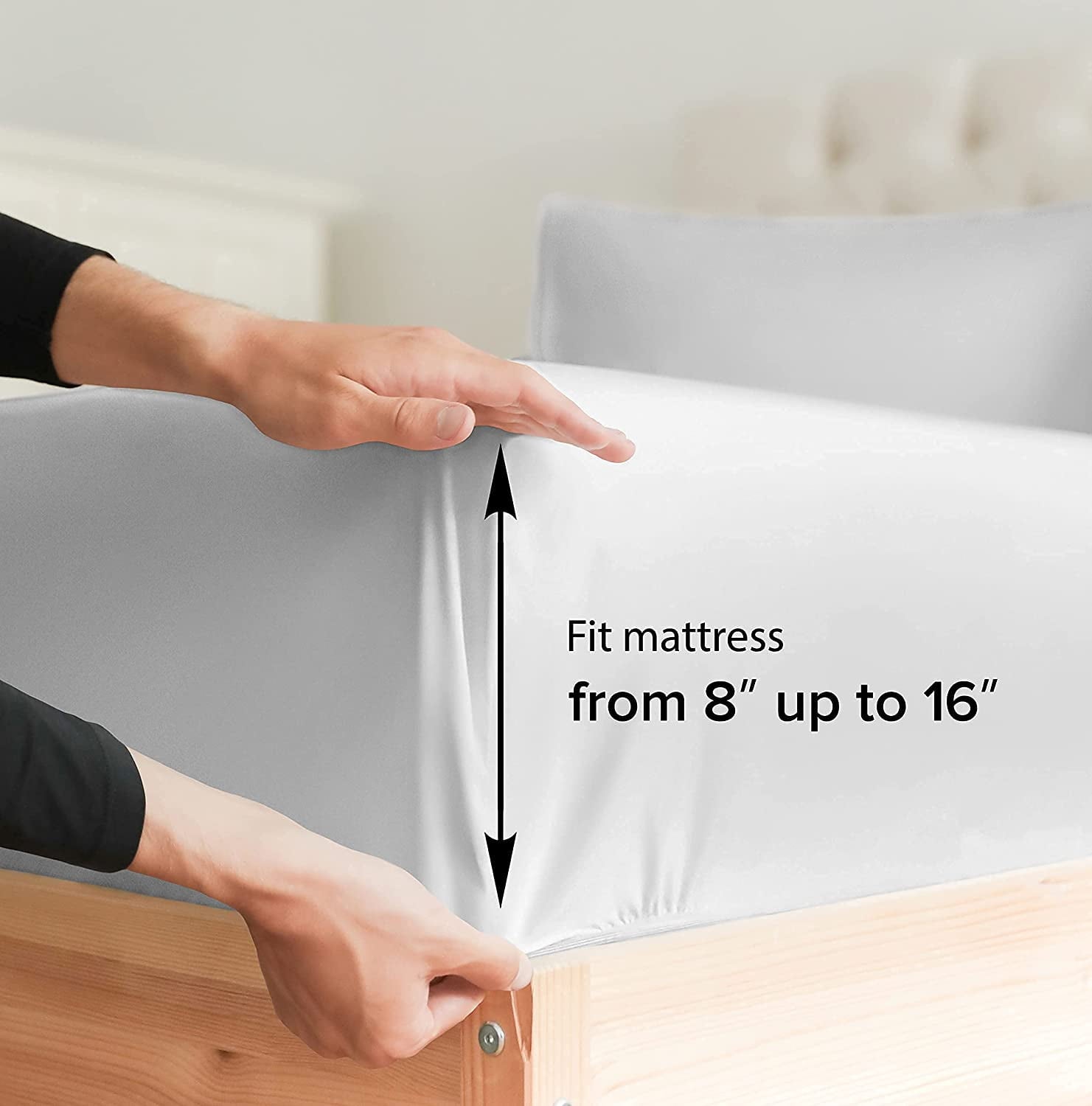 Wrinkle-Resistant 6-Piece Breathable and Cooling Sheet Set With Extra Matching Pillowcases - King Size Bed Sheets Fits 8"-16... - Breathable Egyptian Cotton Flat & Fitted Sheets Detail
